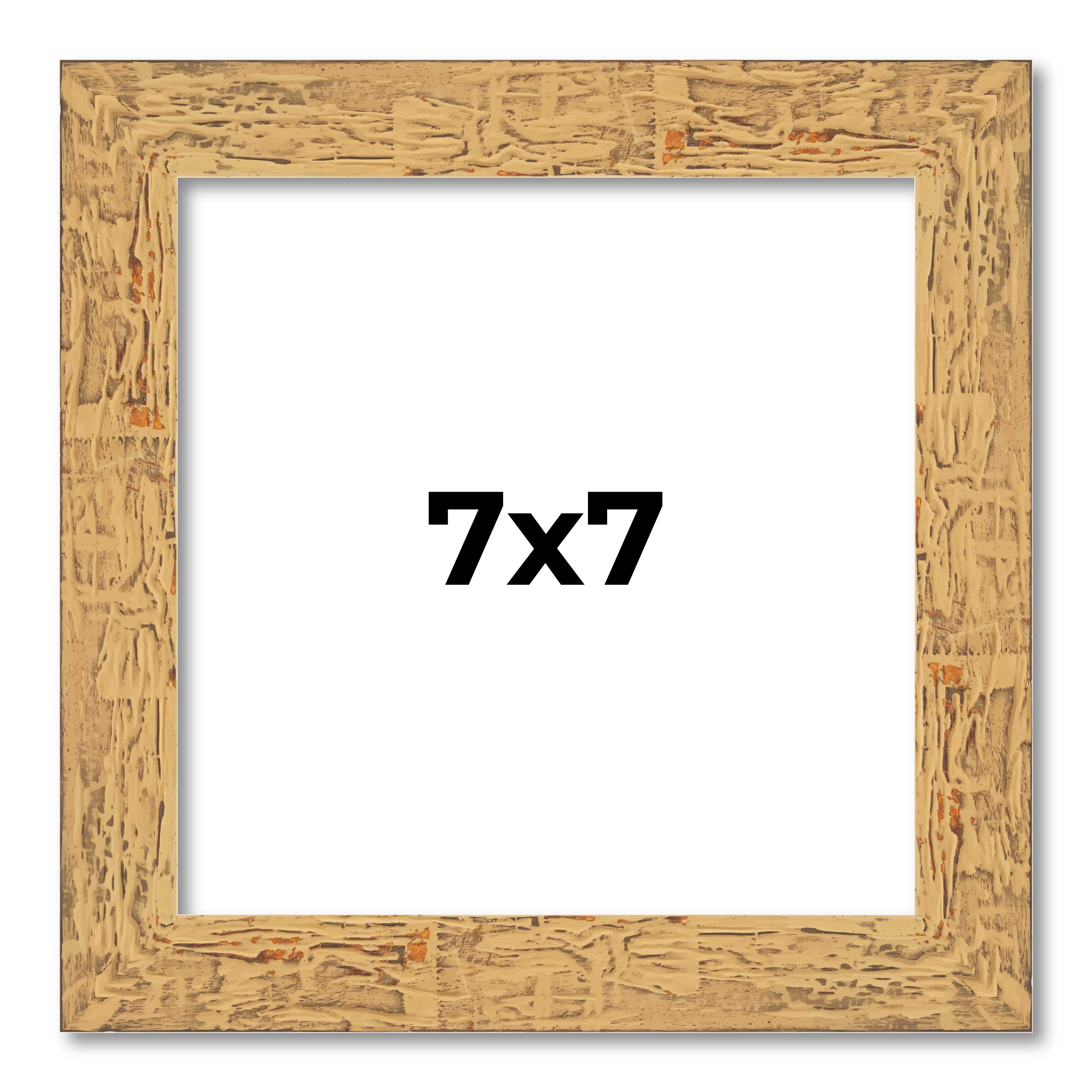 7×7 Frame Beige Real Wood Picture Frame Width 1.25 inches | Interior Frame Depth