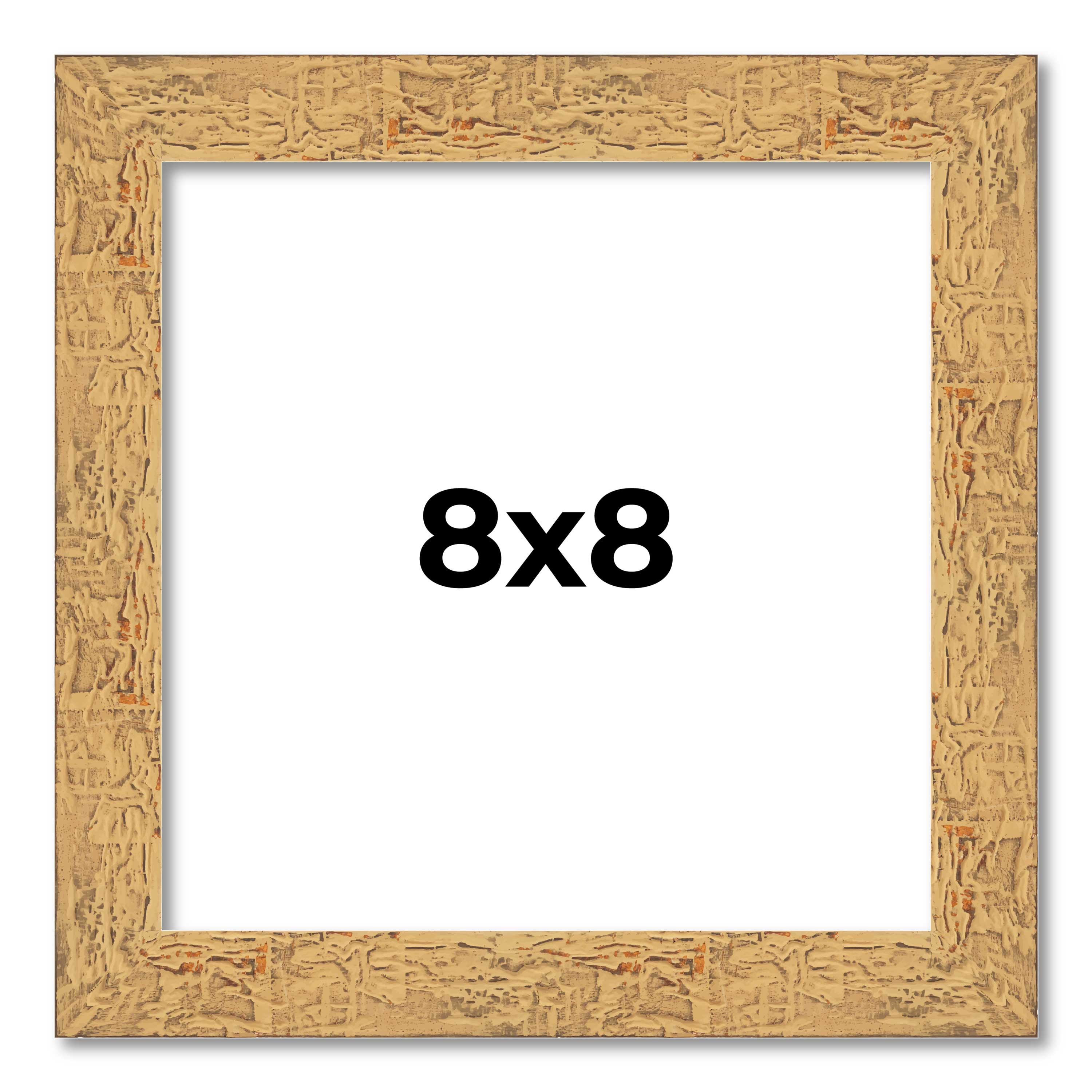 8×8 Frame Beige Real Wood Picture Frame Width 1.25 inches | Interior Frame Depth