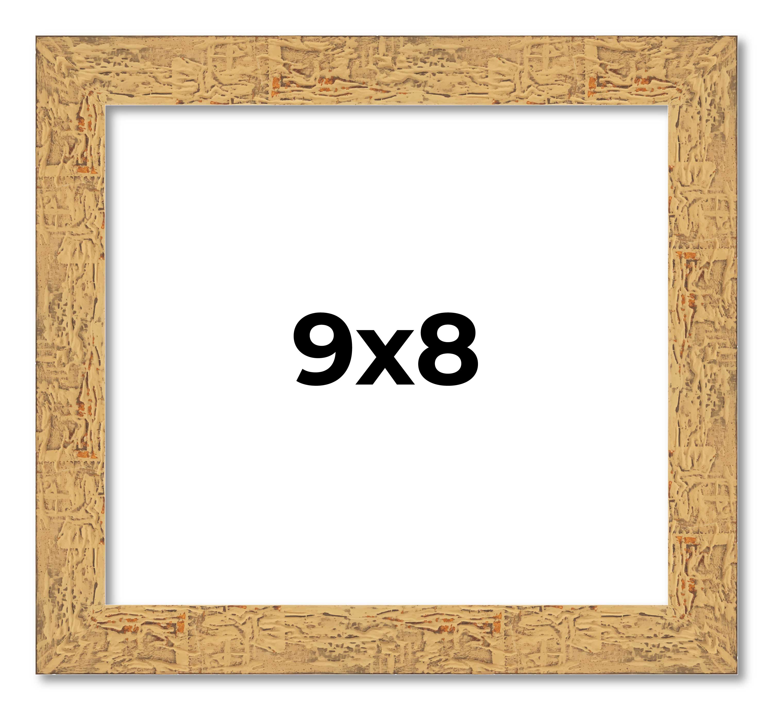 9x8 Frame Beige Real Wood Picture Frame Width 1.25 inches | Interior Frame Depth