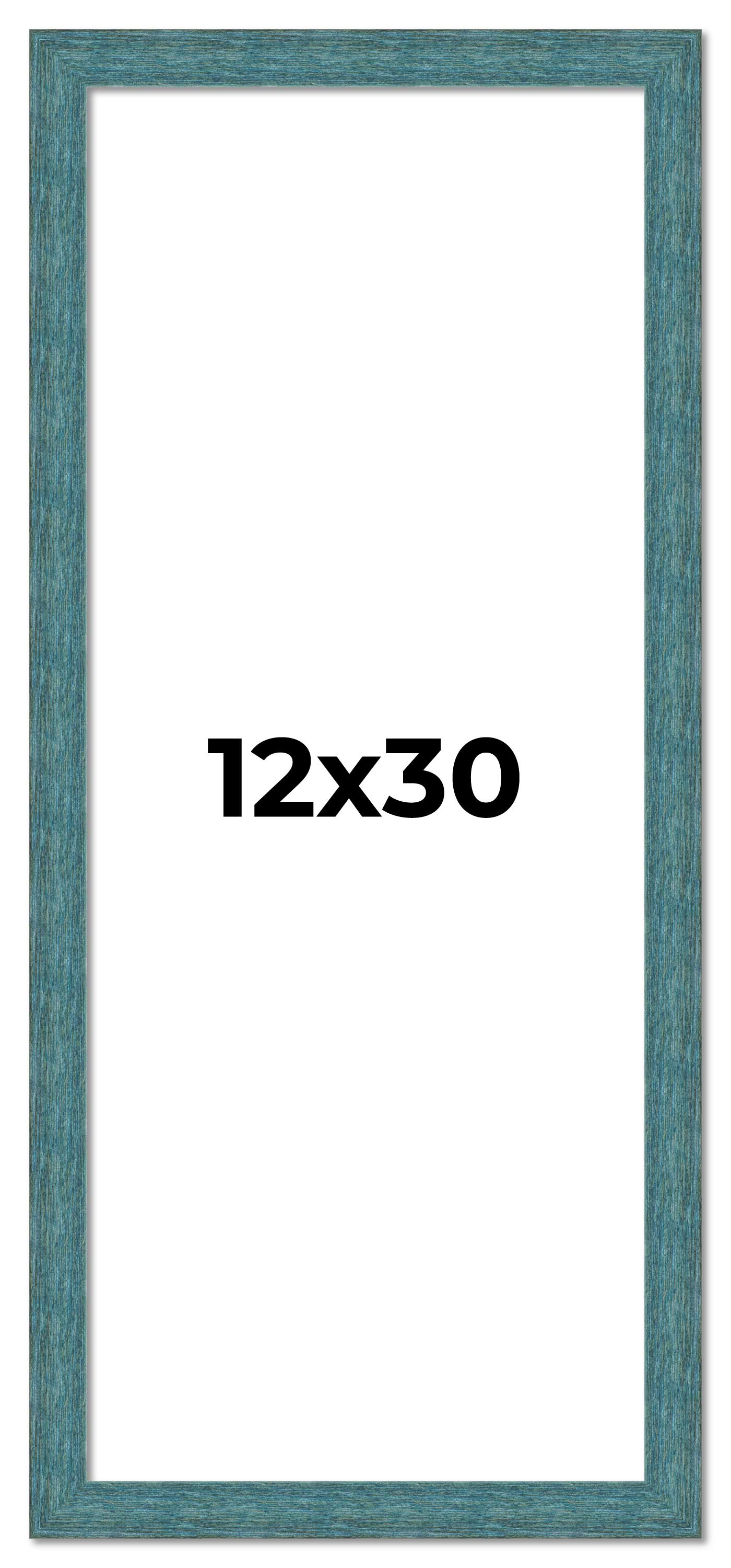 12×30 Frame Blue Rustic Barnwood Solid Wood Picture Frame Width 1.25 Inches | In