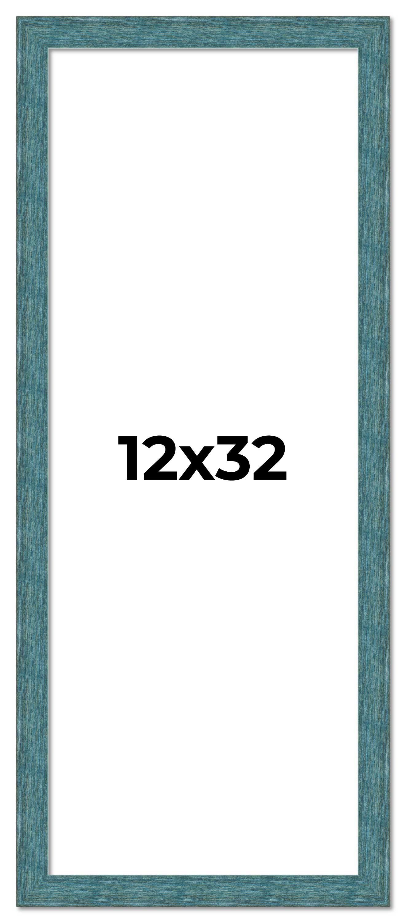 12x32 Frame Blue Rustic Barnwood Solid Wood Picture Frame Width 1.25 Inches | In main product image