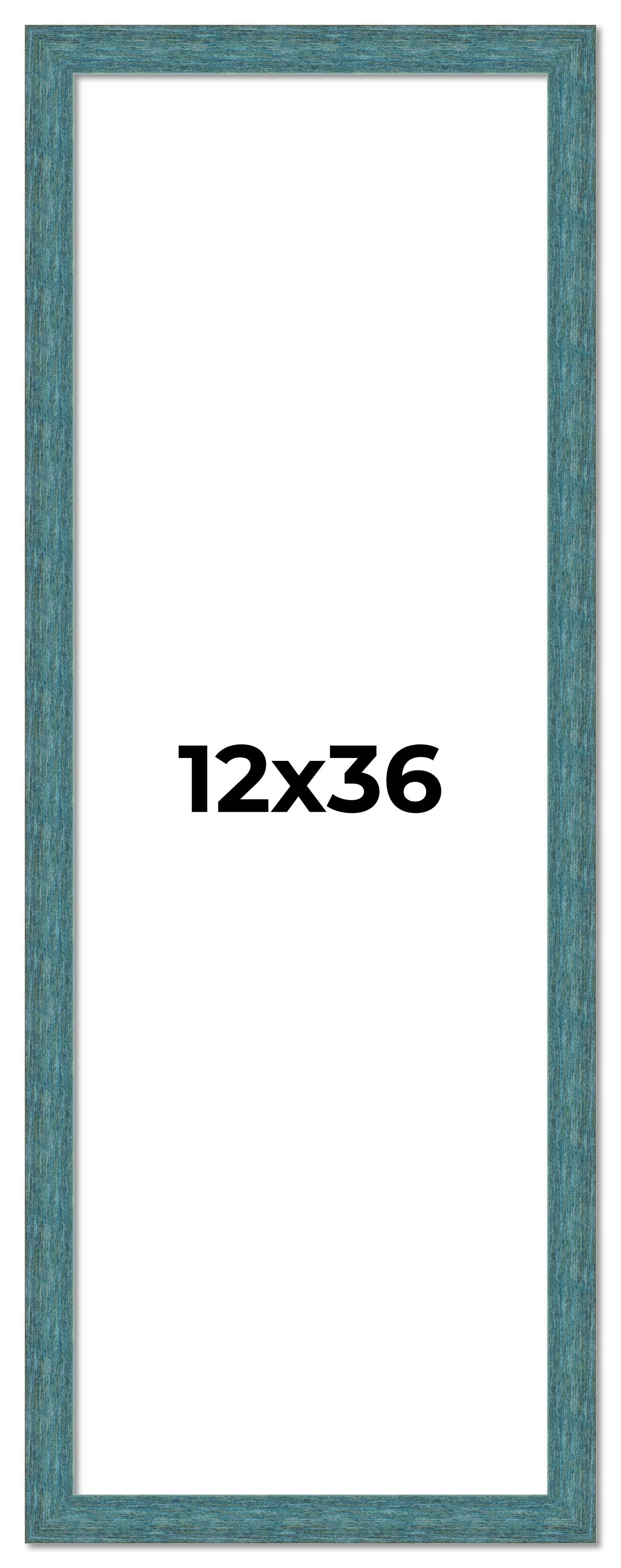 12x36 Frame Blue Rustic Barnwood Solid Wood Picture Frame Width 1.25 Inches | In main product image