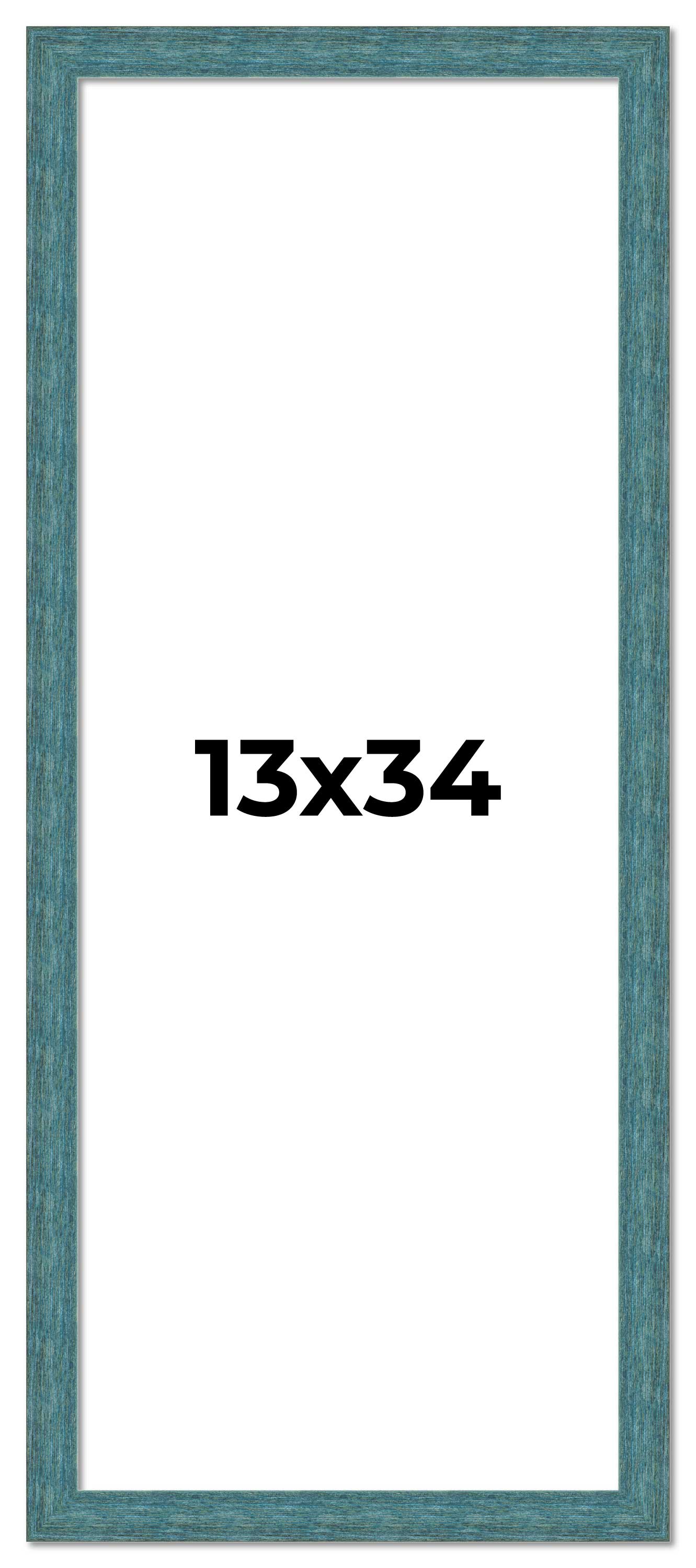 13x34 Frame Blue Rustic Barnwood Solid Wood Picture Frame Width 1.25 Inches | In main product image