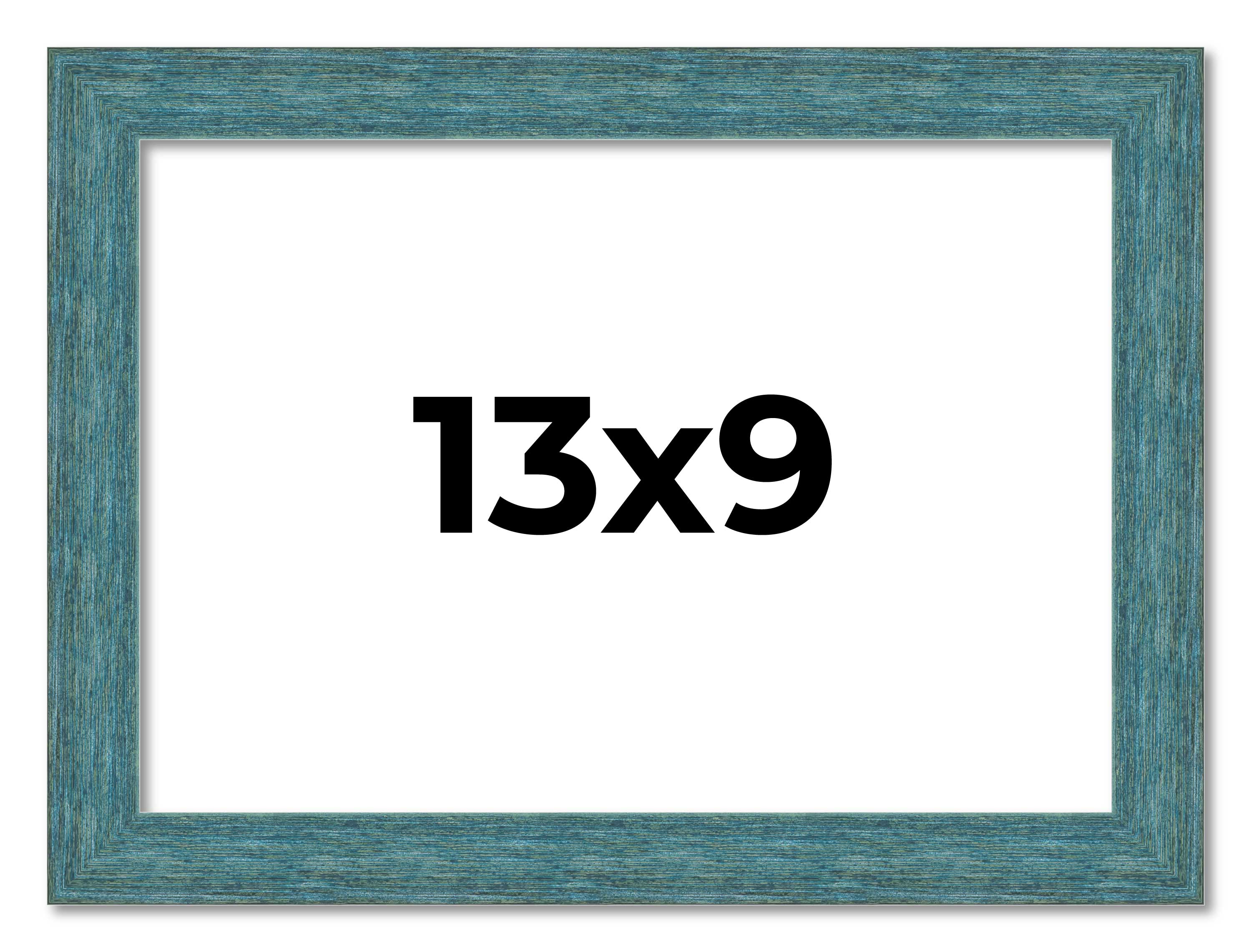 13×9 Frame Blue Rustic Barnwood Solid Wood Picture Frame Width 1.25 Inches | Int