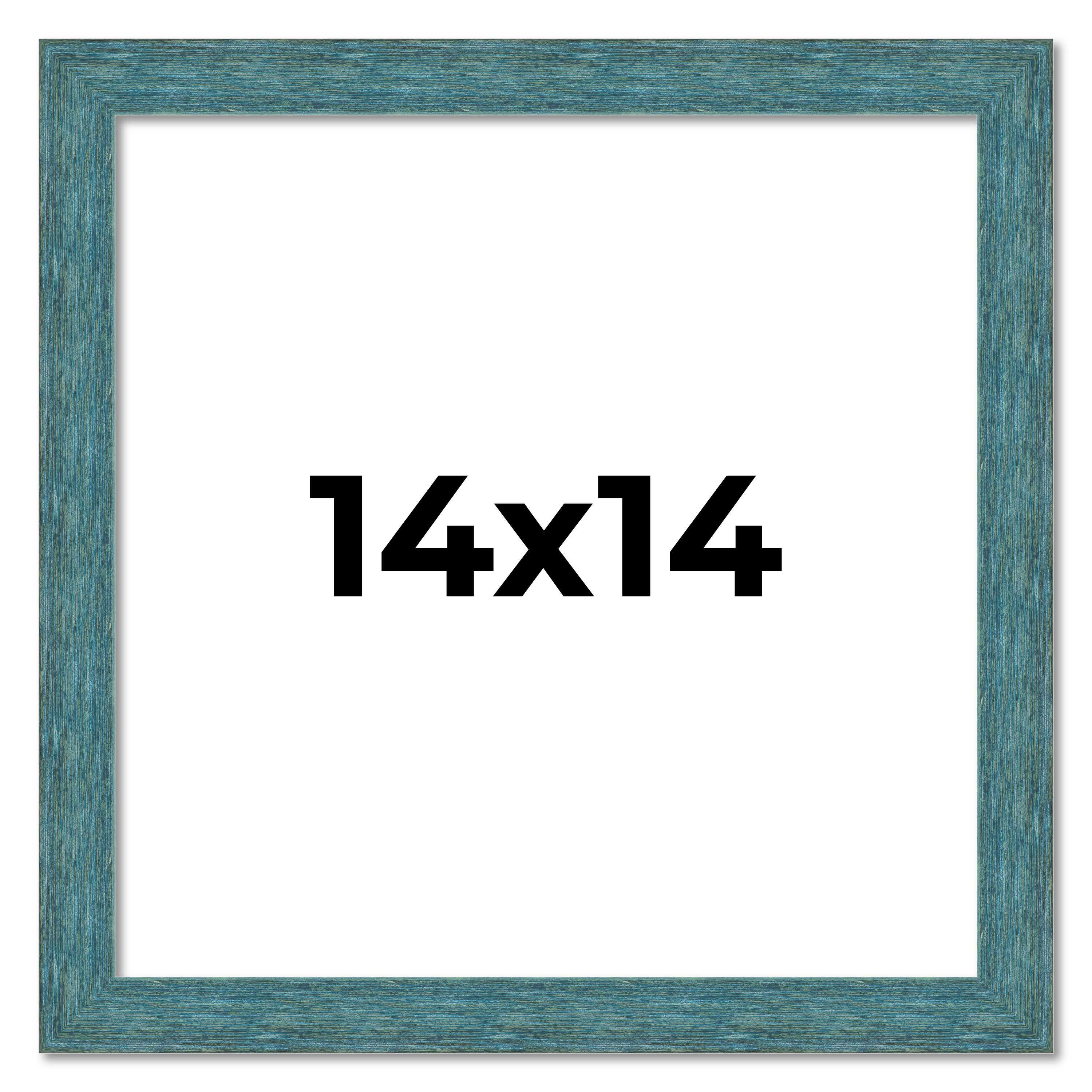 14x14 Frame Blue Rustic Barnwood Solid Wood Picture Frame Width 1.25 Inches | In main product image