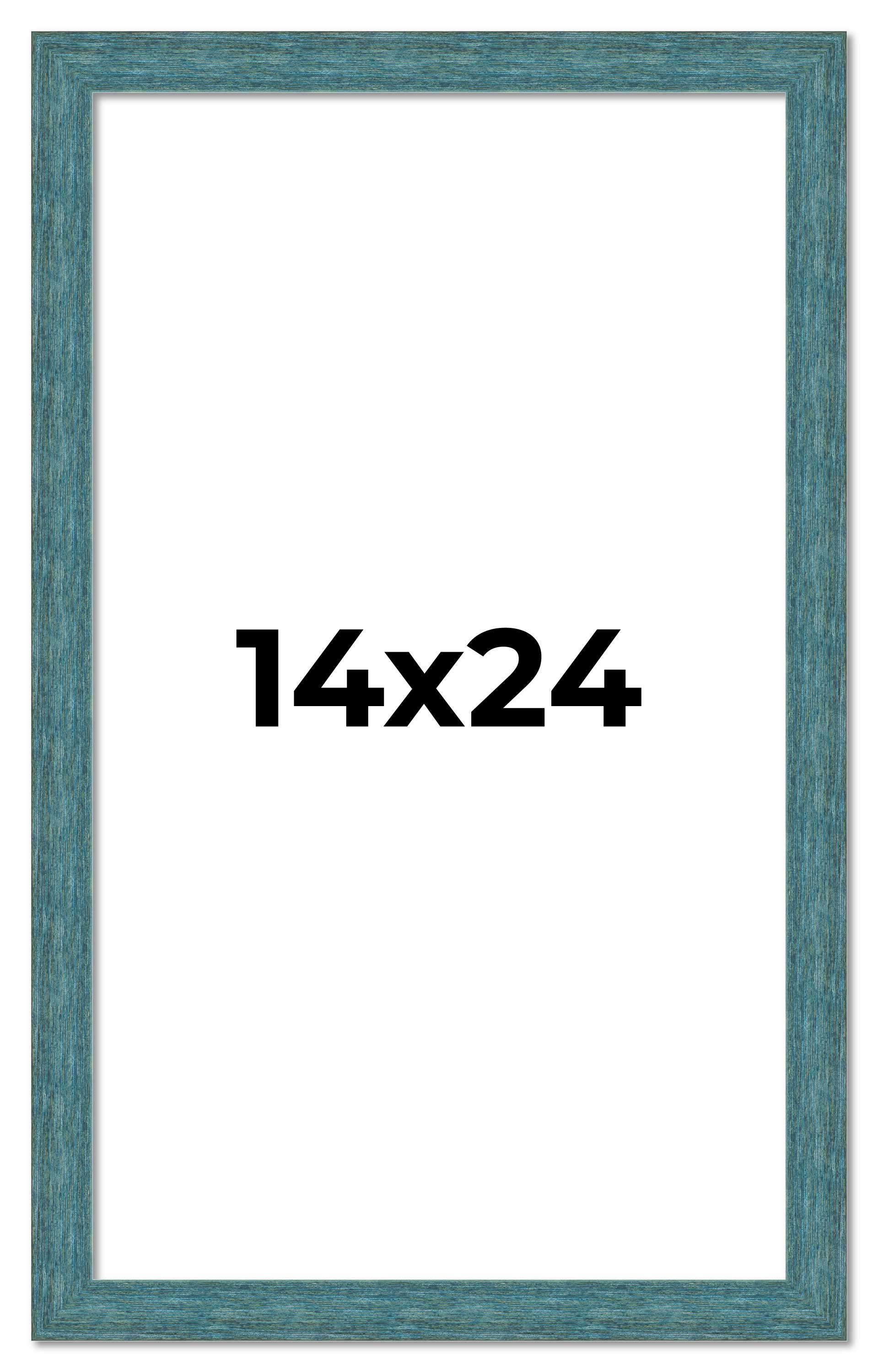 14×24 Frame Blue Rustic Barnwood Solid Wood Picture Frame Width 1.25 Inches | In