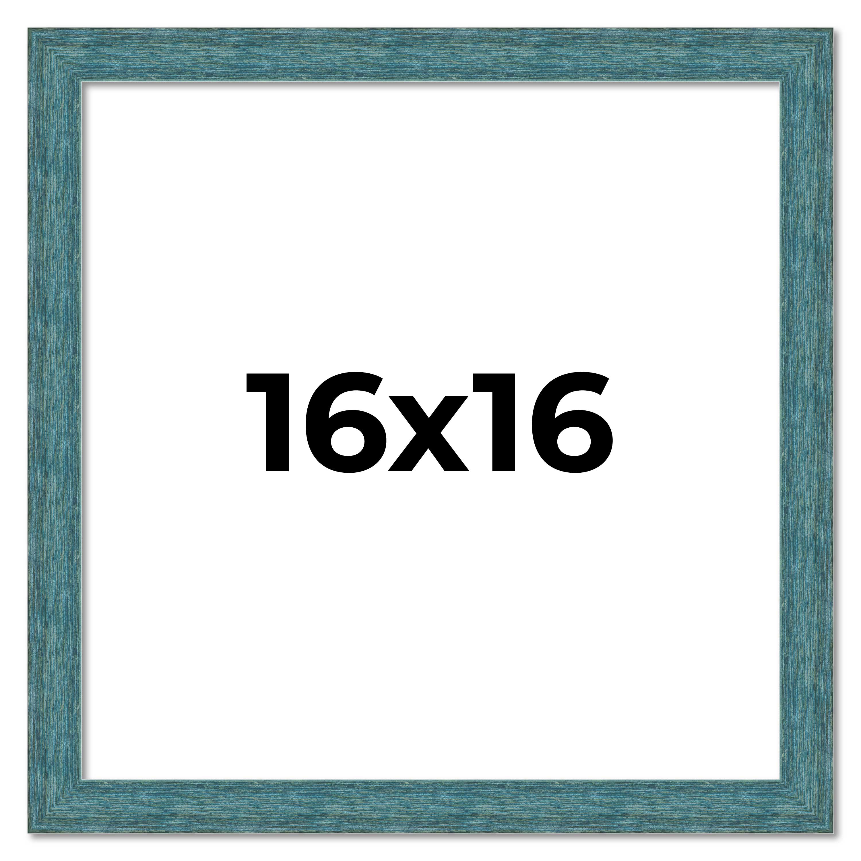 16x16 Frame Blue Rustic Barnwood Solid Wood Picture Frame Width 1.25 Inches | In main product image