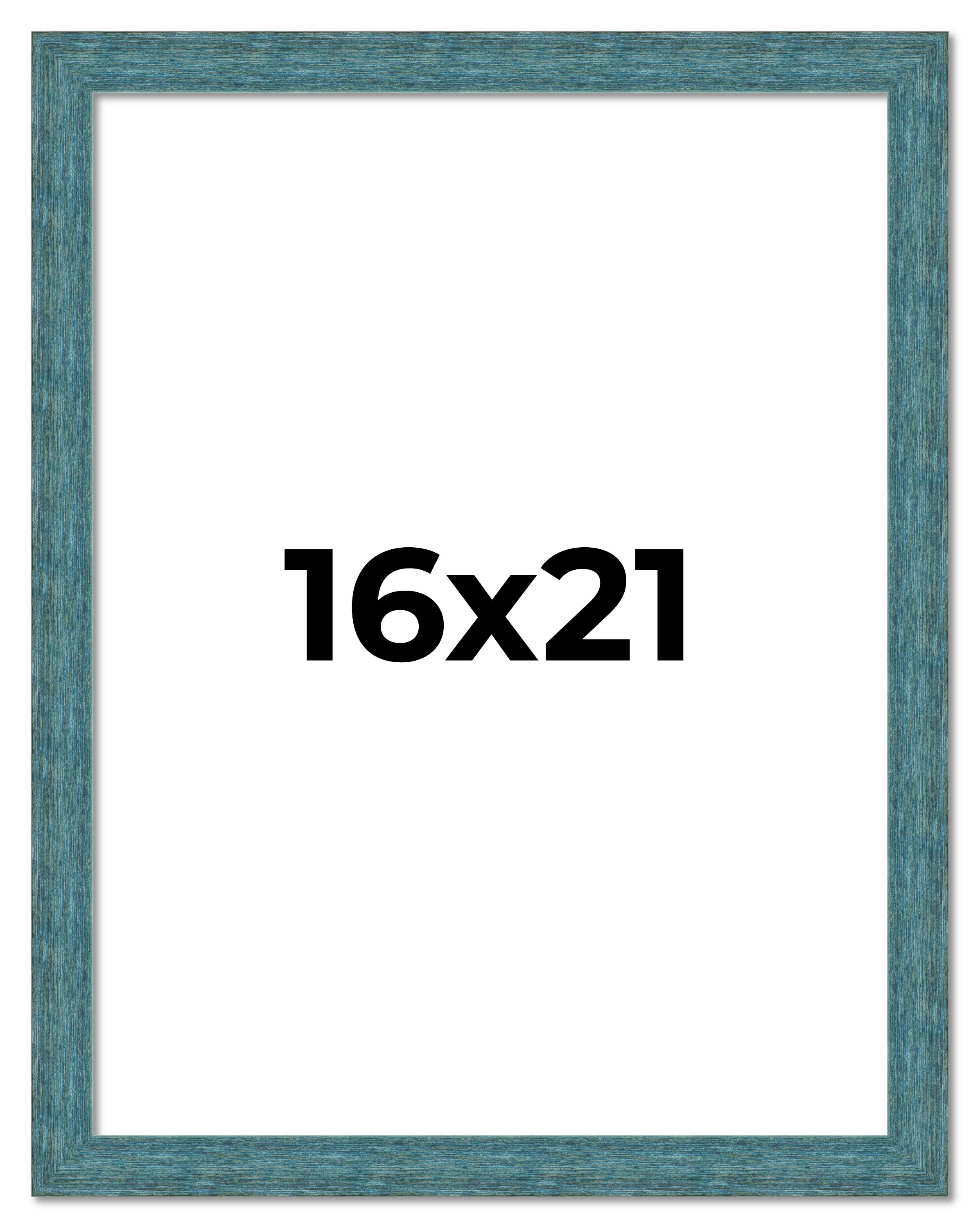 16×21 Frame Blue Rustic Barnwood Solid Wood Picture Frame Width 1.25 Inches | In