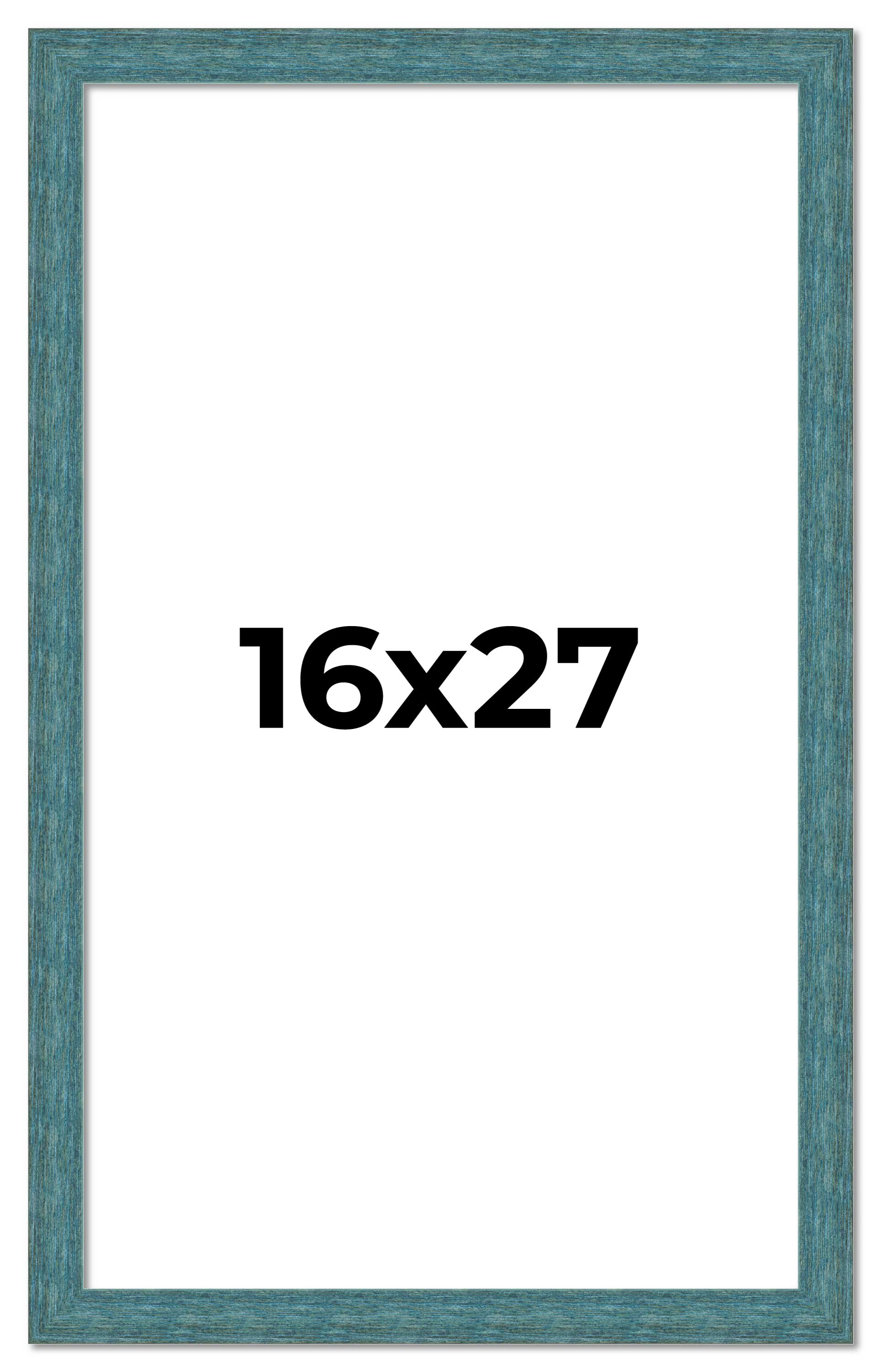 16x27 Frame Blue Rustic Barnwood Solid Wood Picture Frame Width 1.25 Inches | In