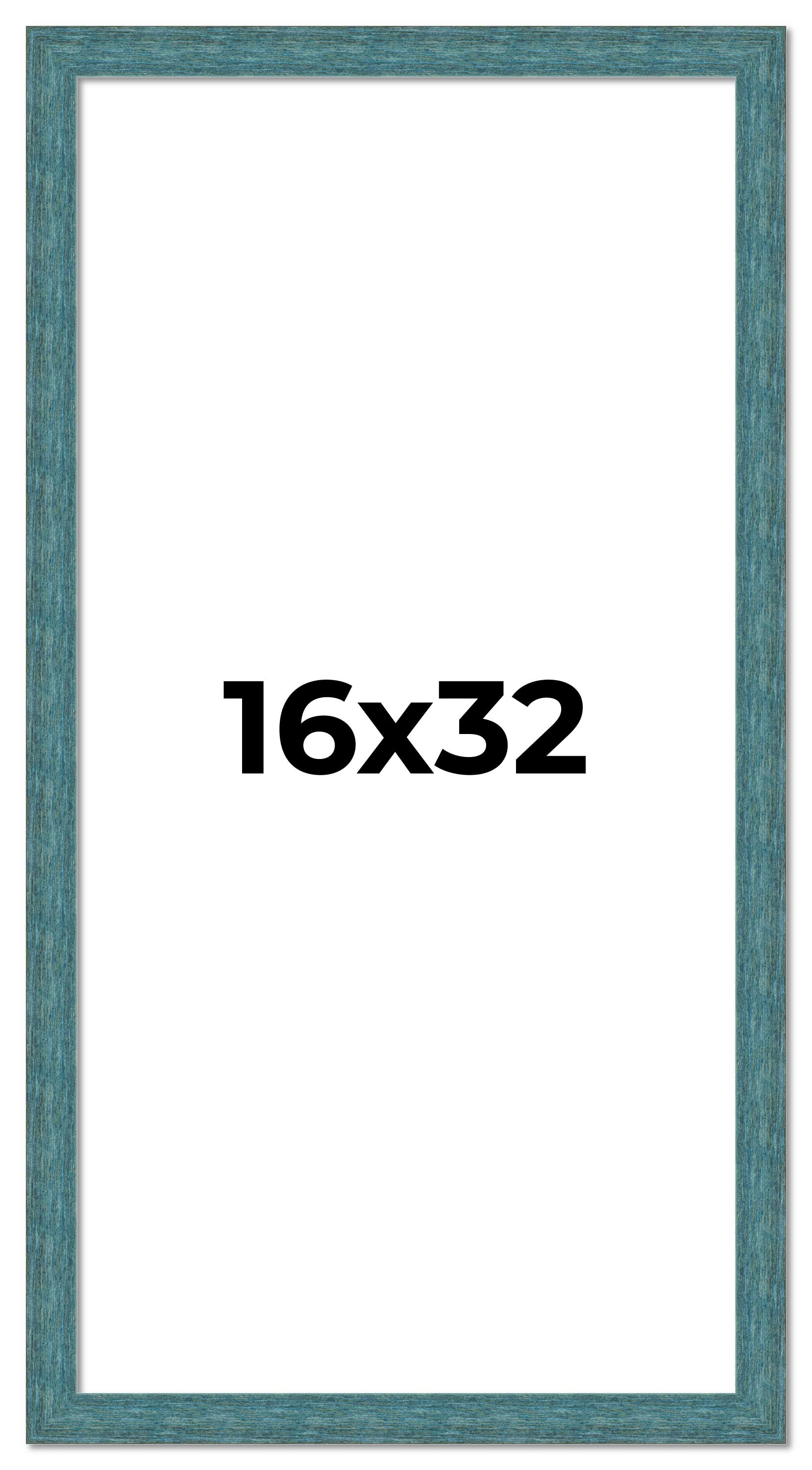 16x32 Frame Blue Rustic Barnwood Solid Wood Picture Frame Width 1.25 Inches | In main product image