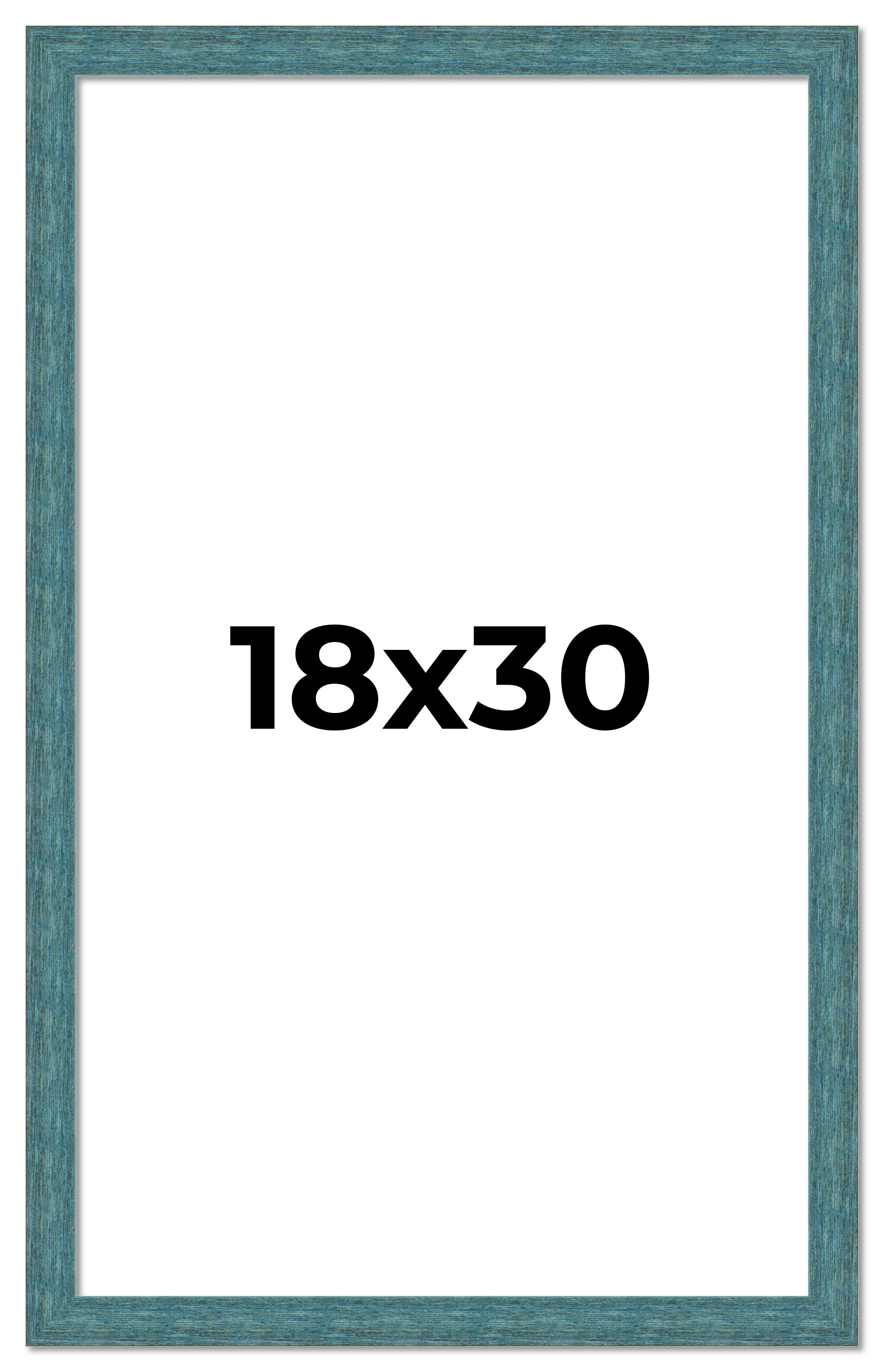 18×30 Frame Blue Rustic Barnwood Solid Wood Picture Frame Width 1.25 Inches | In