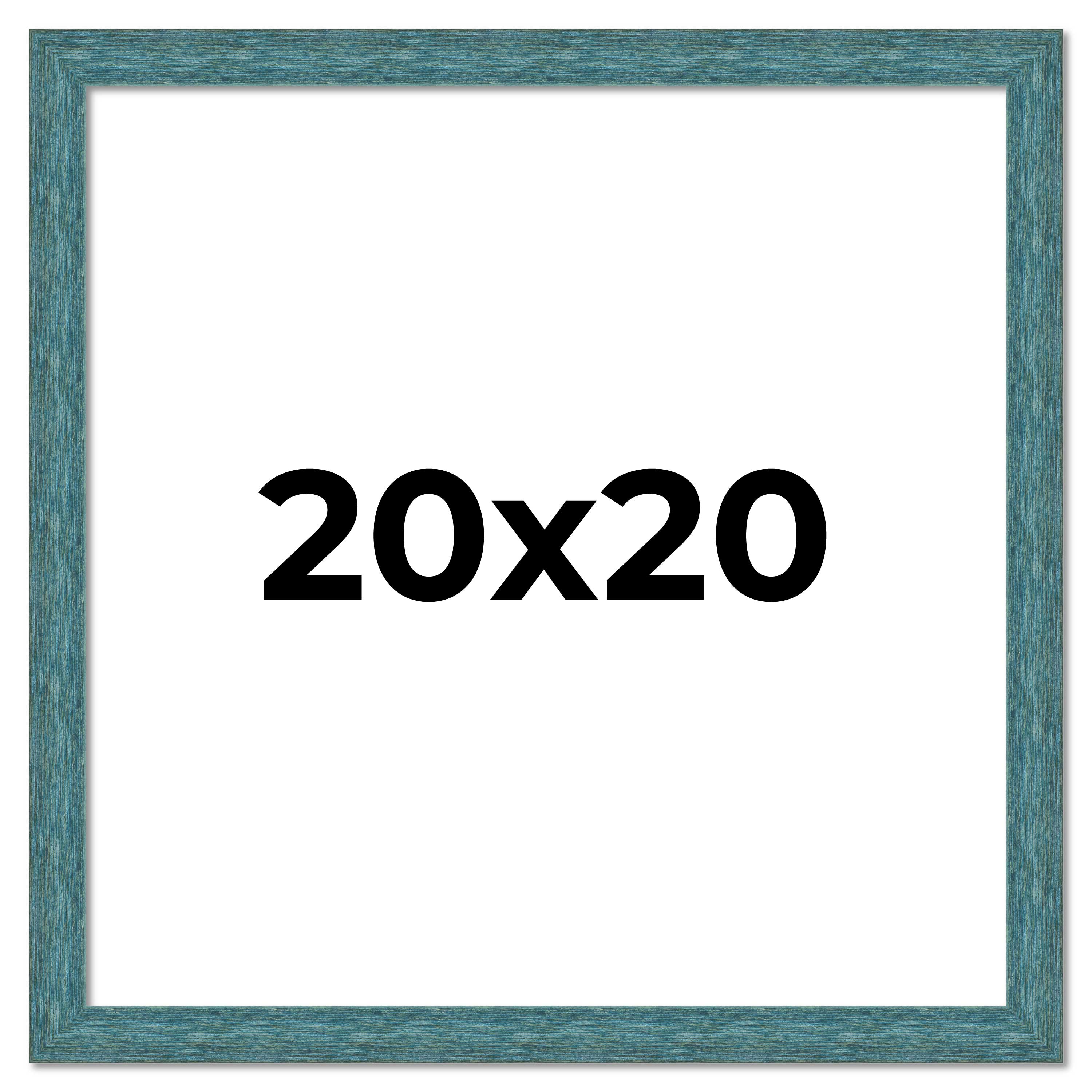 20x20 Frame Blue Rustic Barnwood Solid Wood Picture Frame Width 1.25 Inches | In main product image