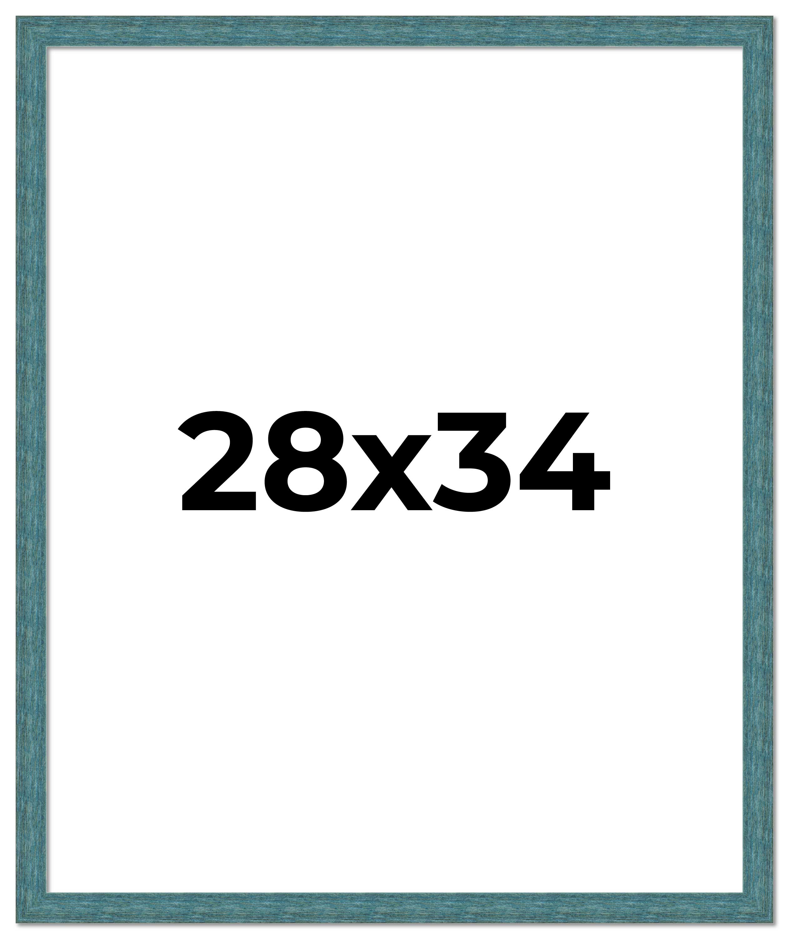 28×34 Frame Blue Rustic Barnwood Solid Wood Picture Frame Width 1.25 Inches | In