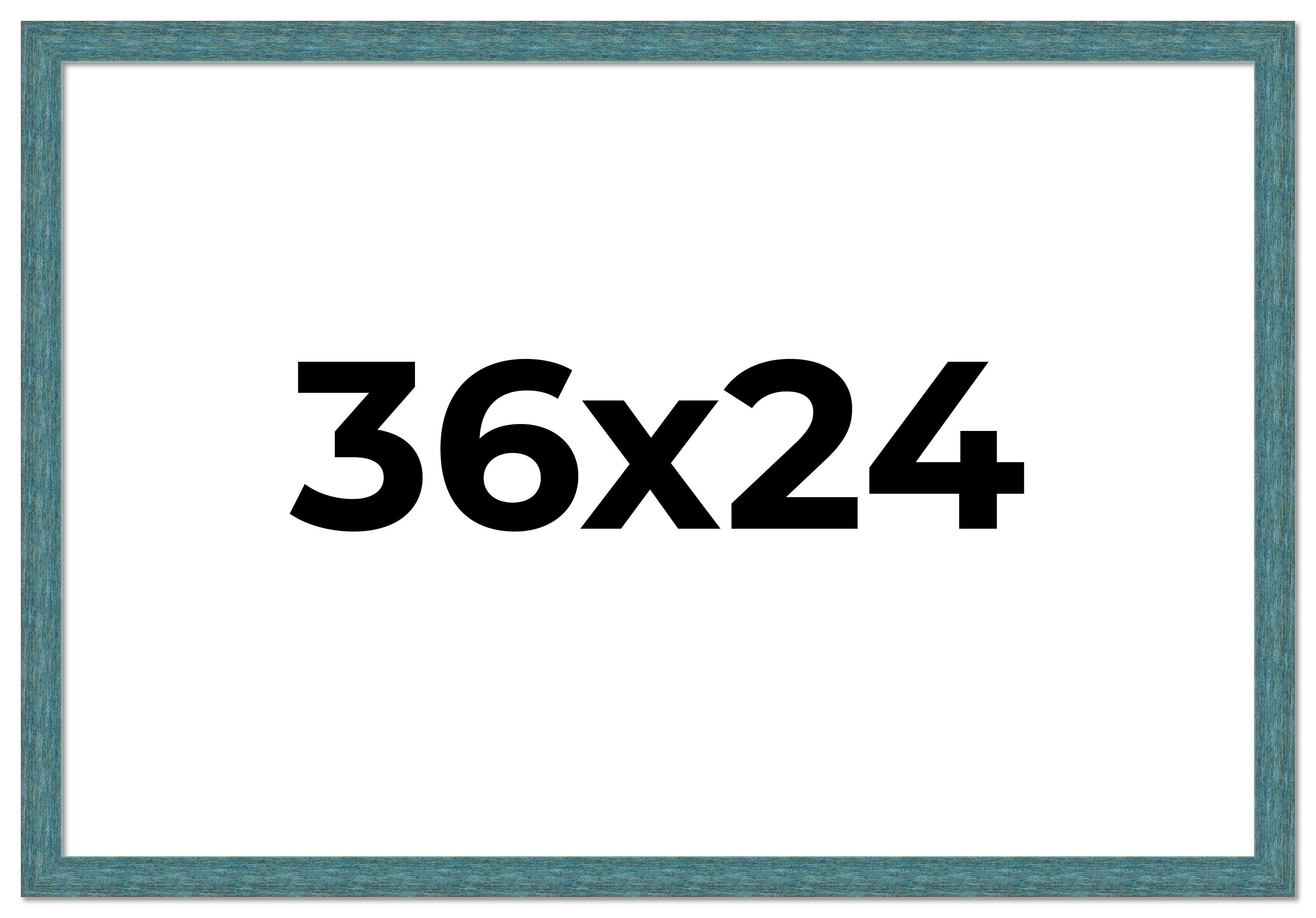 36×24 Frame Blue Rustic Barnwood Solid Wood Picture Frame Width 1.25 Inches | In