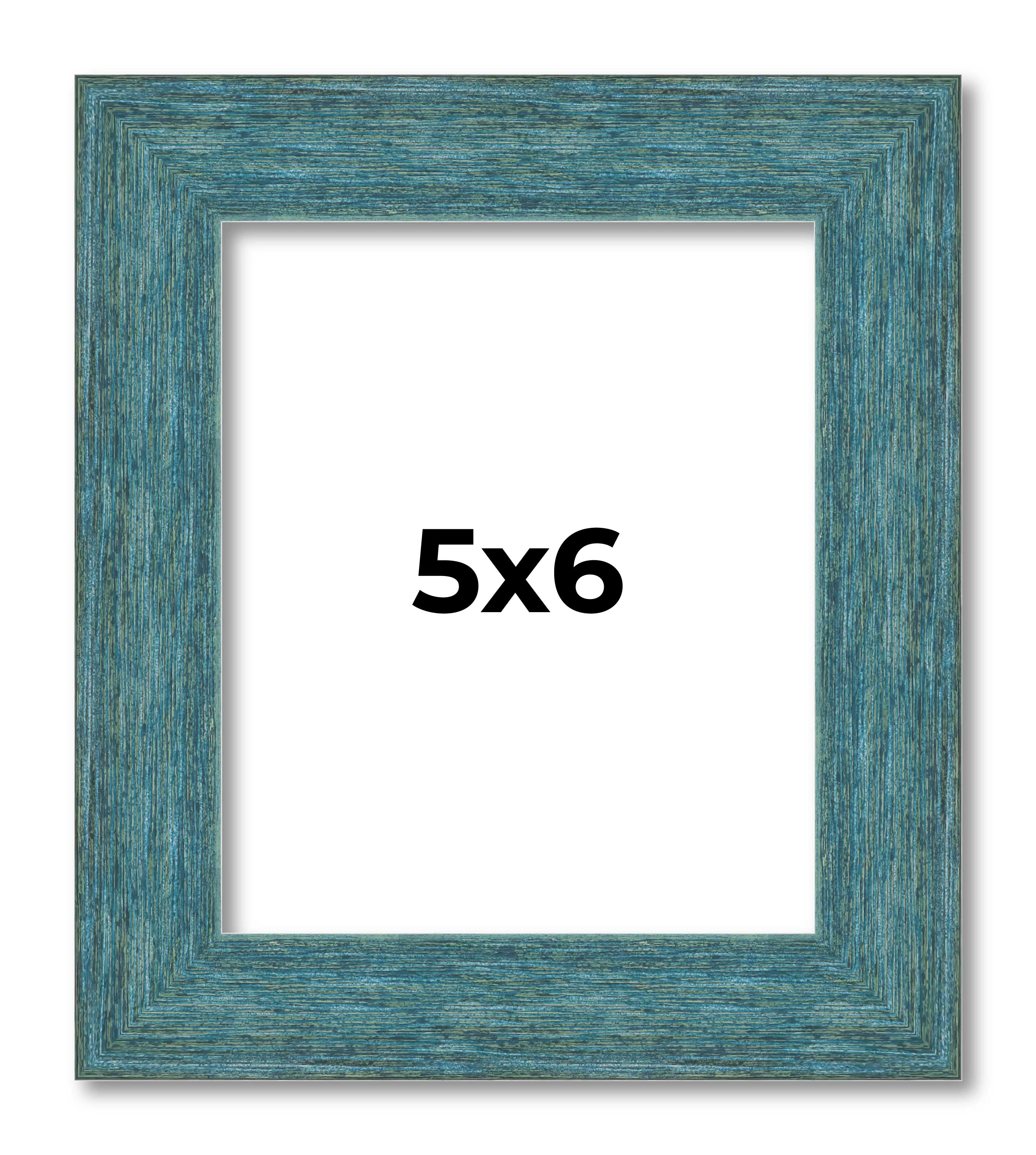 5×6 IN Frame Blue Rustic Barnwood Solid Wood Picture Frame Width 1.25 Inches | I