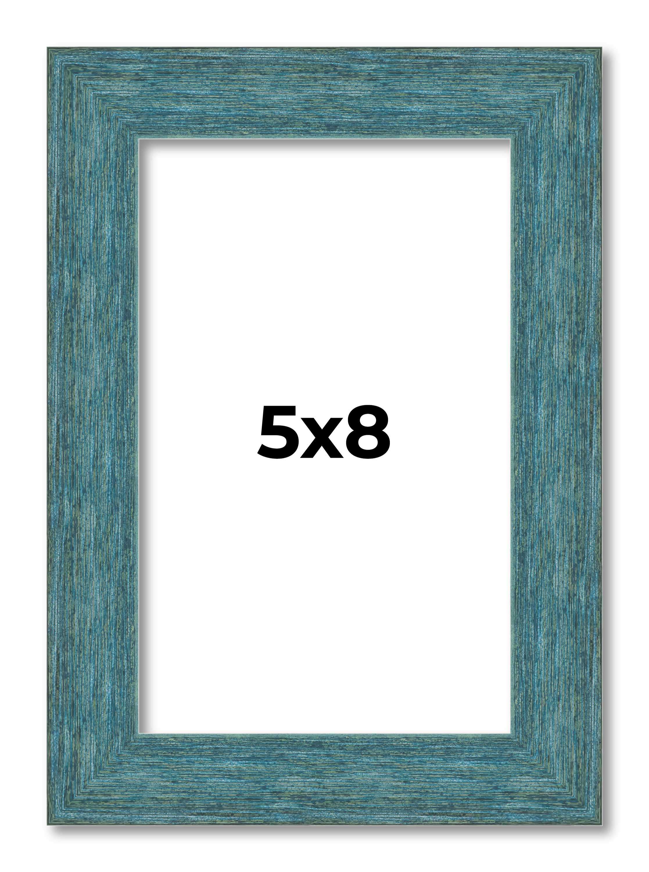 5×8 IN Frame Blue Rustic Barnwood Solid Wood Picture Frame Width 1.25 Inches | I