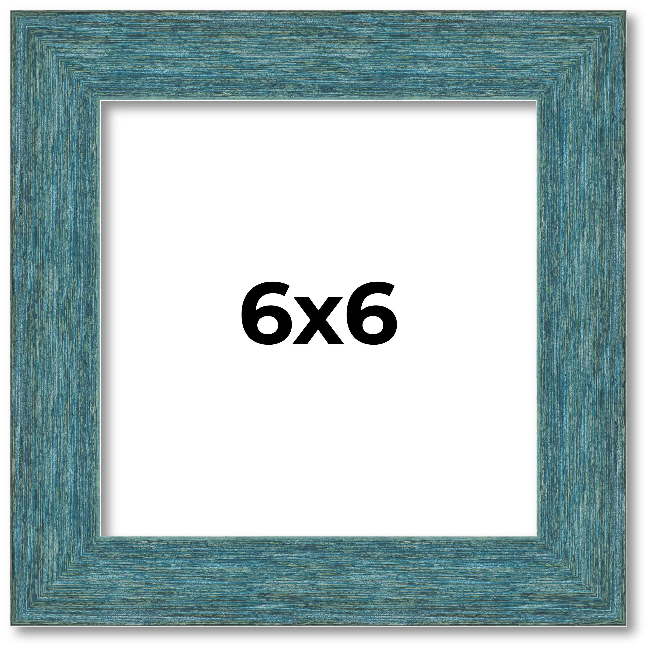 6×6 Frame Blue Rustic Barnwood Solid Wood Picture Frame Width 1.25 Inches | Inte