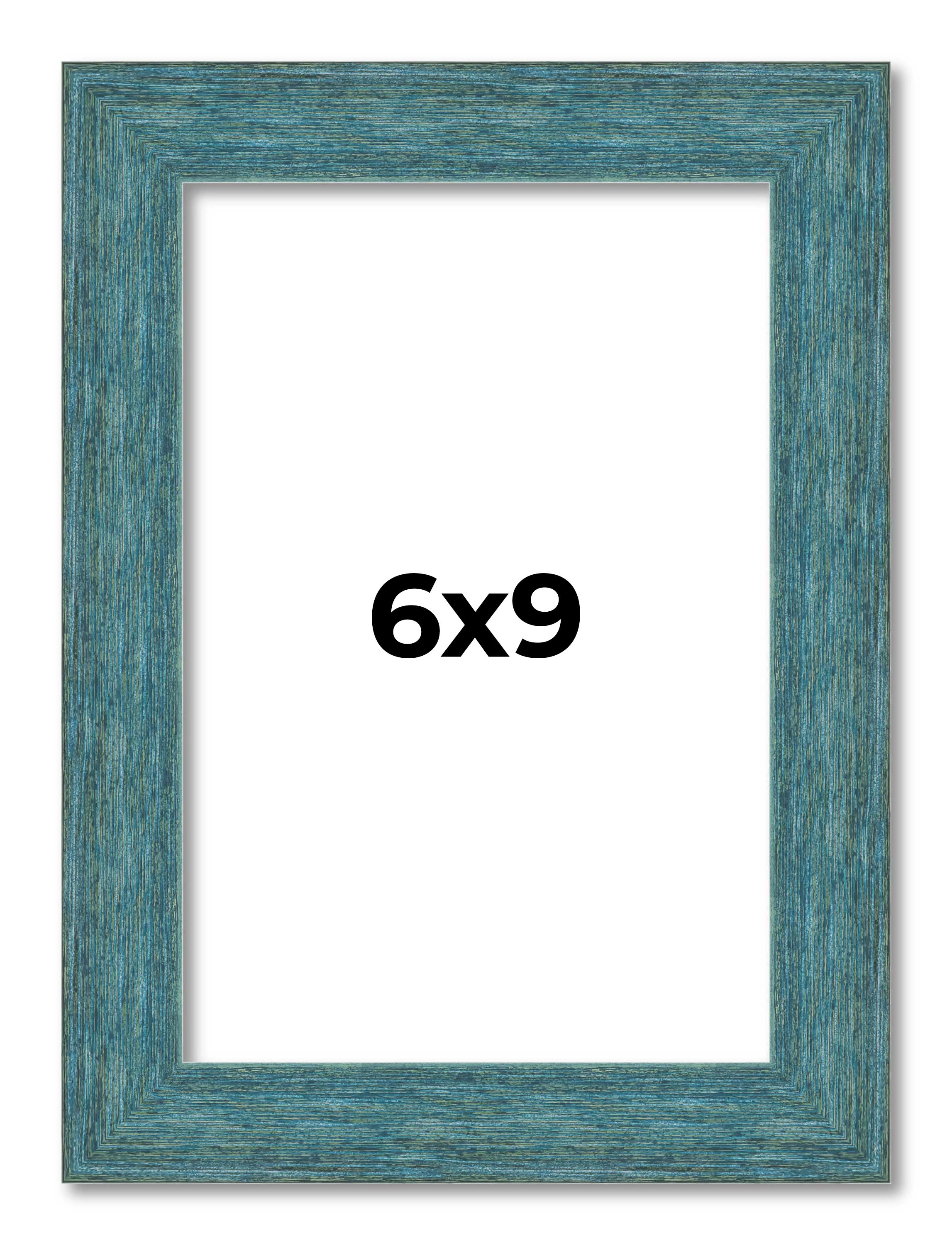 6x9 Frame Blue Rustic Barnwood Solid Wood Picture Frame Width 1.25 Inches | Inte main product image