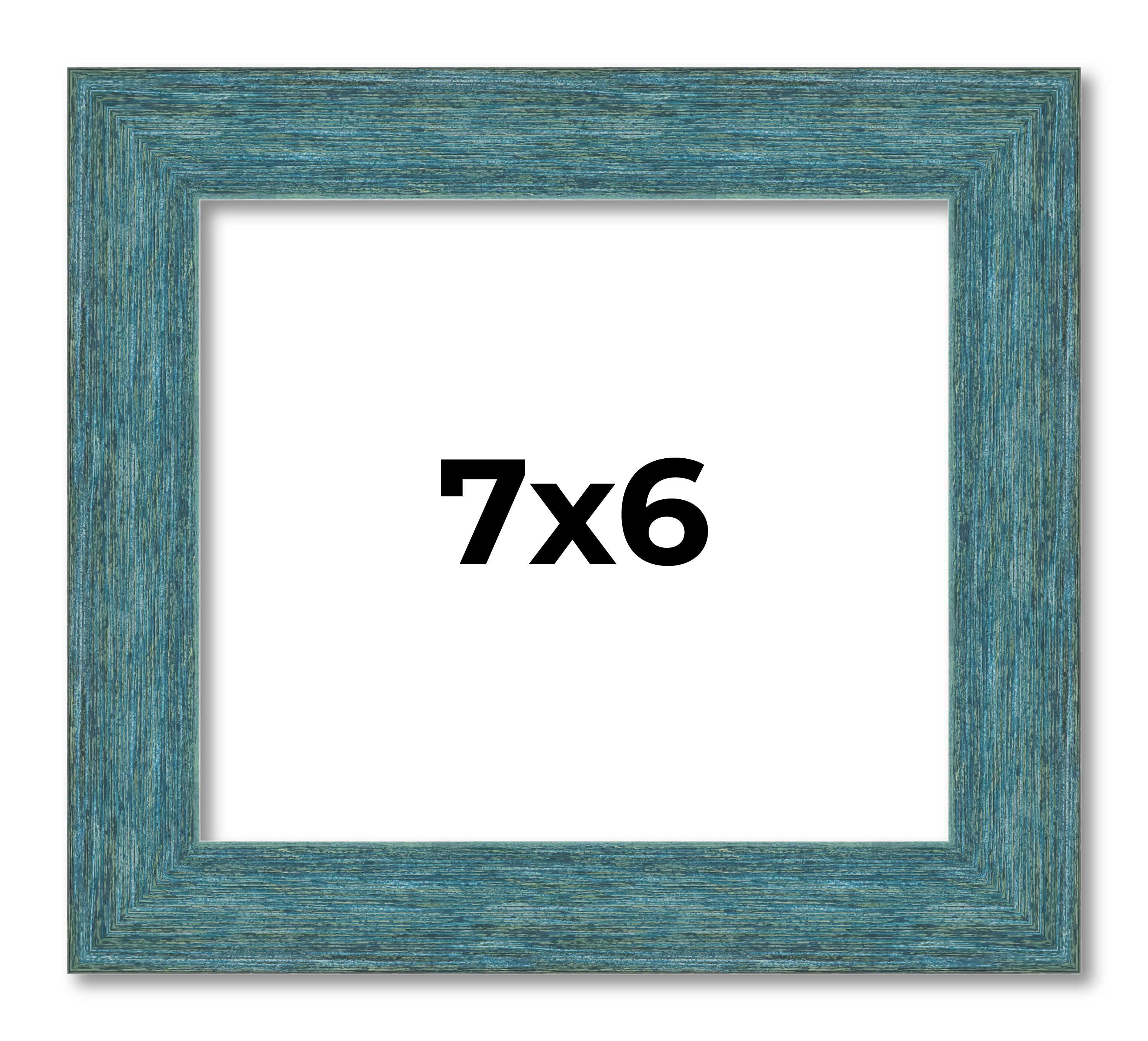 7×6 Frame Blue Rustic Barnwood Solid Wood Picture Frame Width 1.25 Inches | Inte