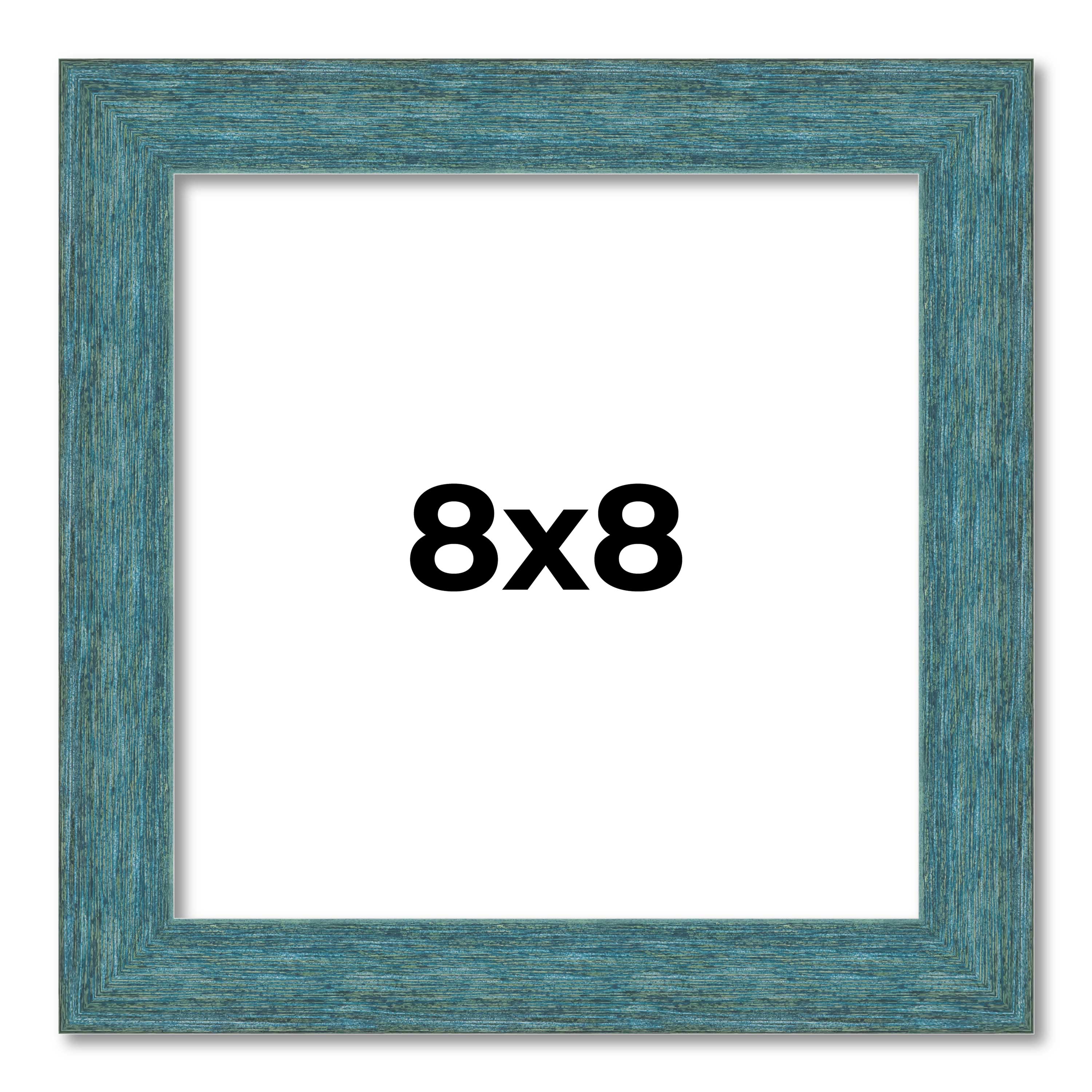 8×8 Frame Blue Rustic Barnwood Solid Wood Picture Frame Width 1.25 Inches | Inte