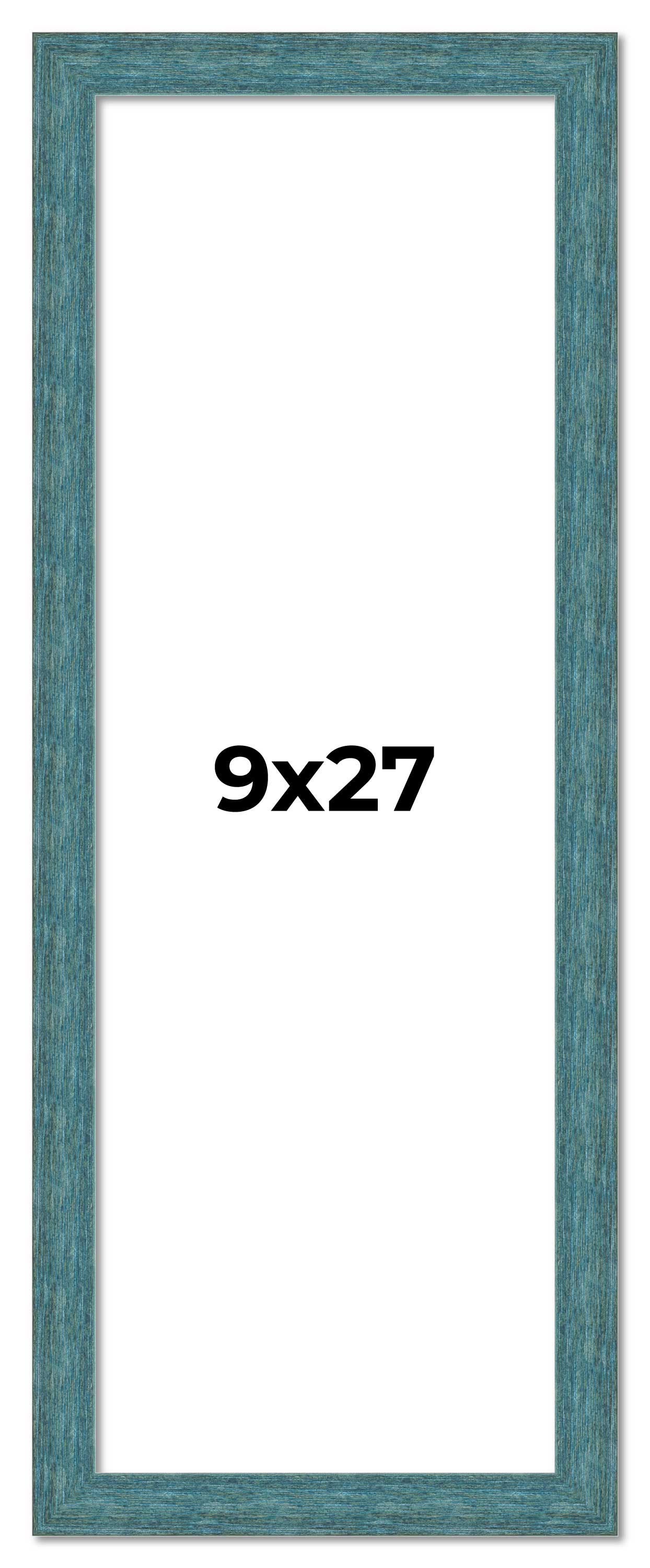 9x27 Frame Blue Rustic Barnwood Solid Wood Picture Frame Width 1.25 Inches | Int main product image