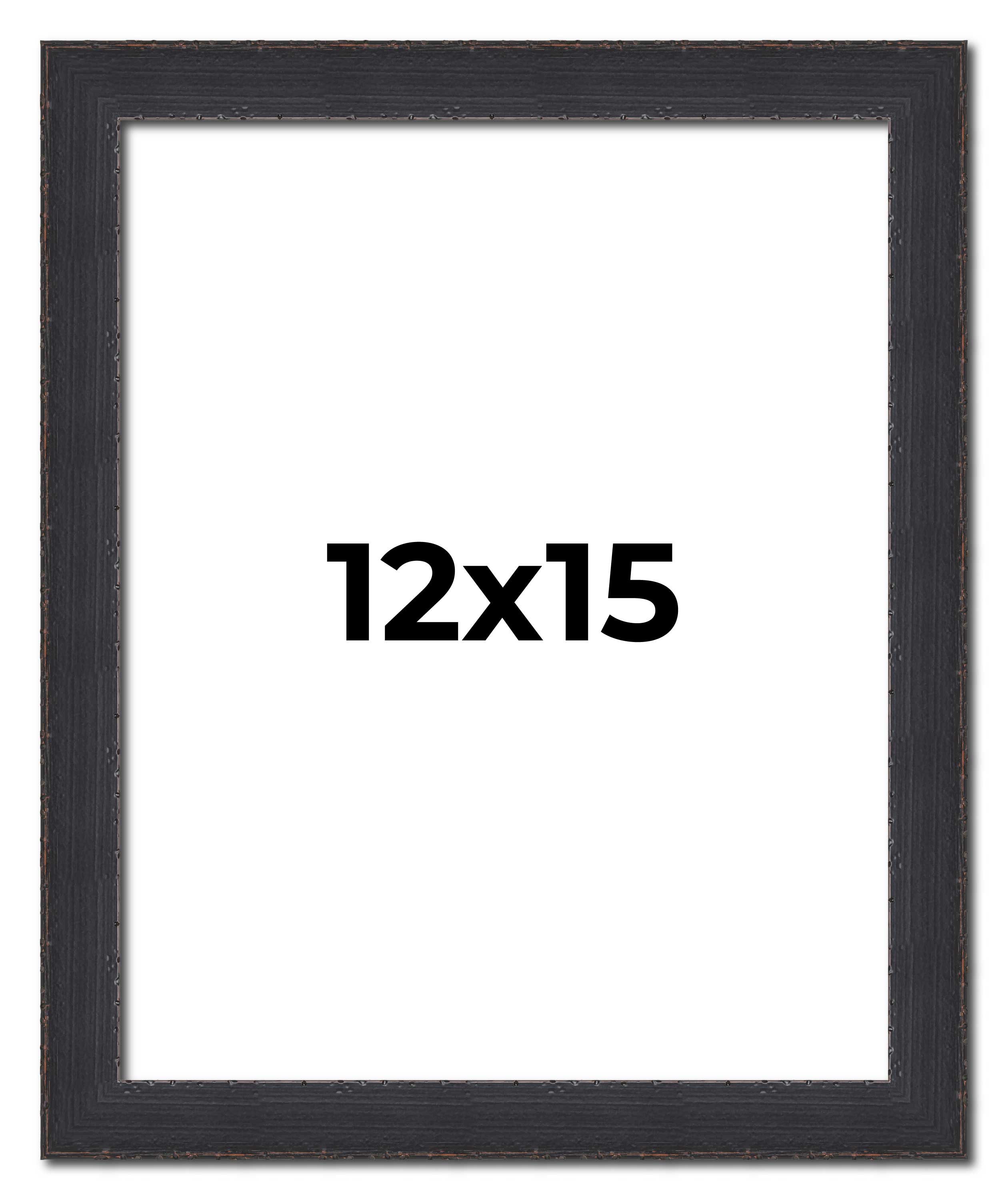 12×15 Frame Black Real Wood Picture Frame Width 1.25 Inches | Interior Frame Dep