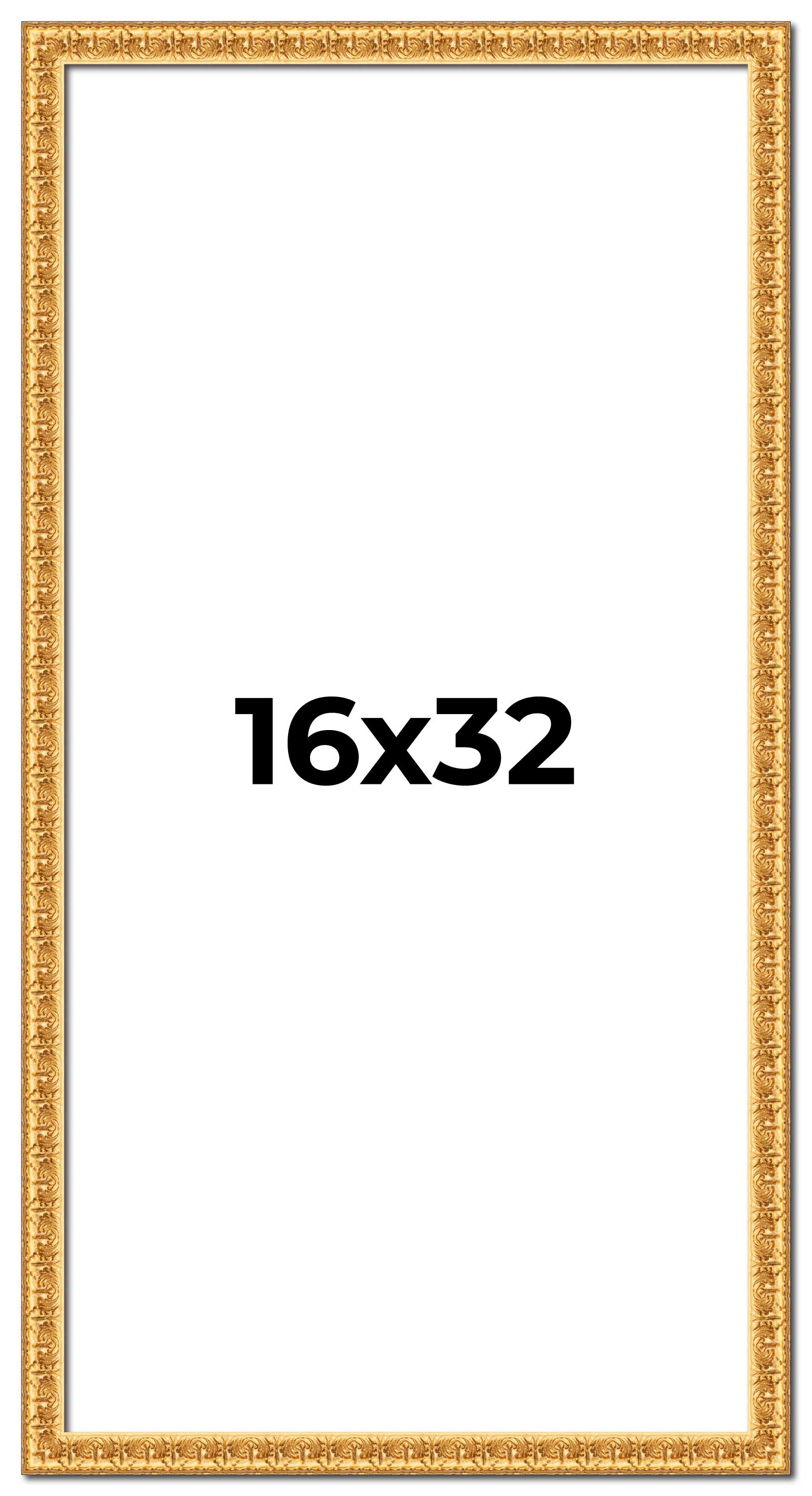 16×32 Frame Gold Real Wood Picture Frame Width 1 inches | Interior Frame Depth 0