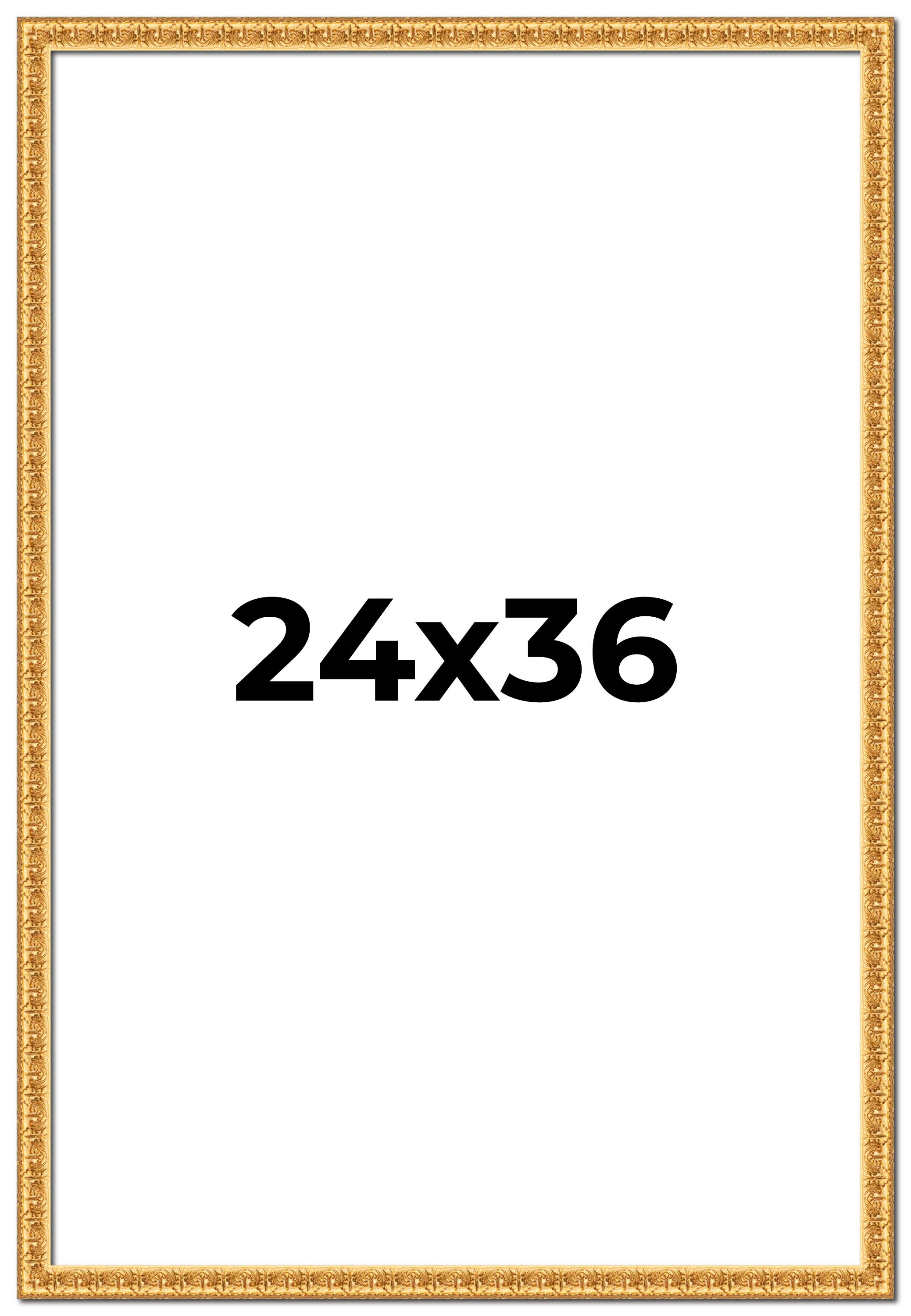24x36 Frame Gold Real Wood Picture Frame Width 1 inches | Interior Frame Depth 0