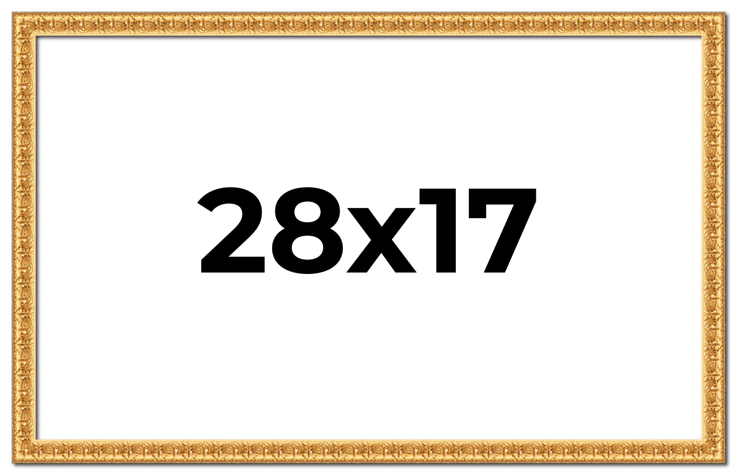 28×17 Frame Gold Real Wood Picture Frame Width 1 inches | Interior Frame Depth 0