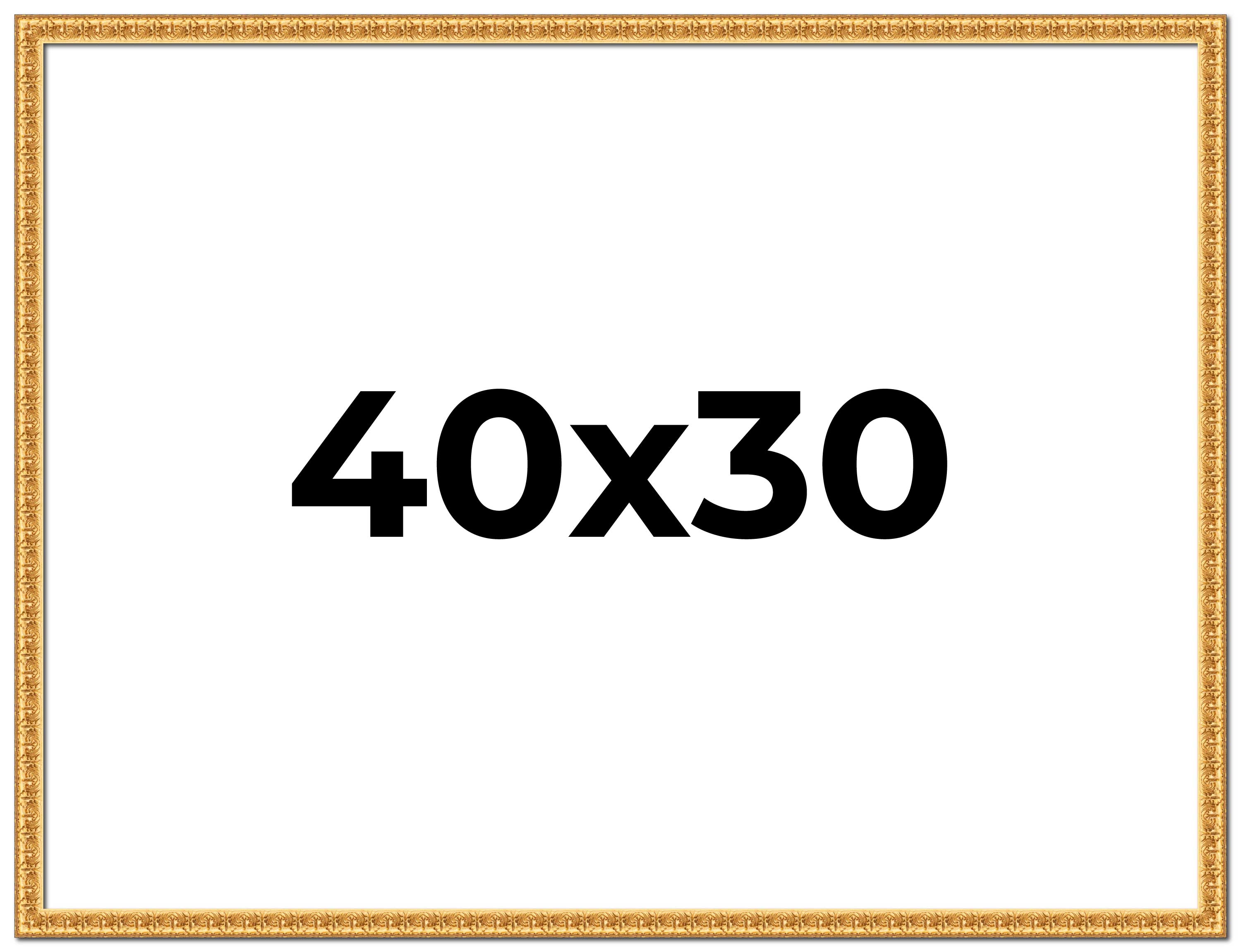 40×30 Frame Gold Real Wood Picture Frame Width 1 inches | Interior Frame Depth 0