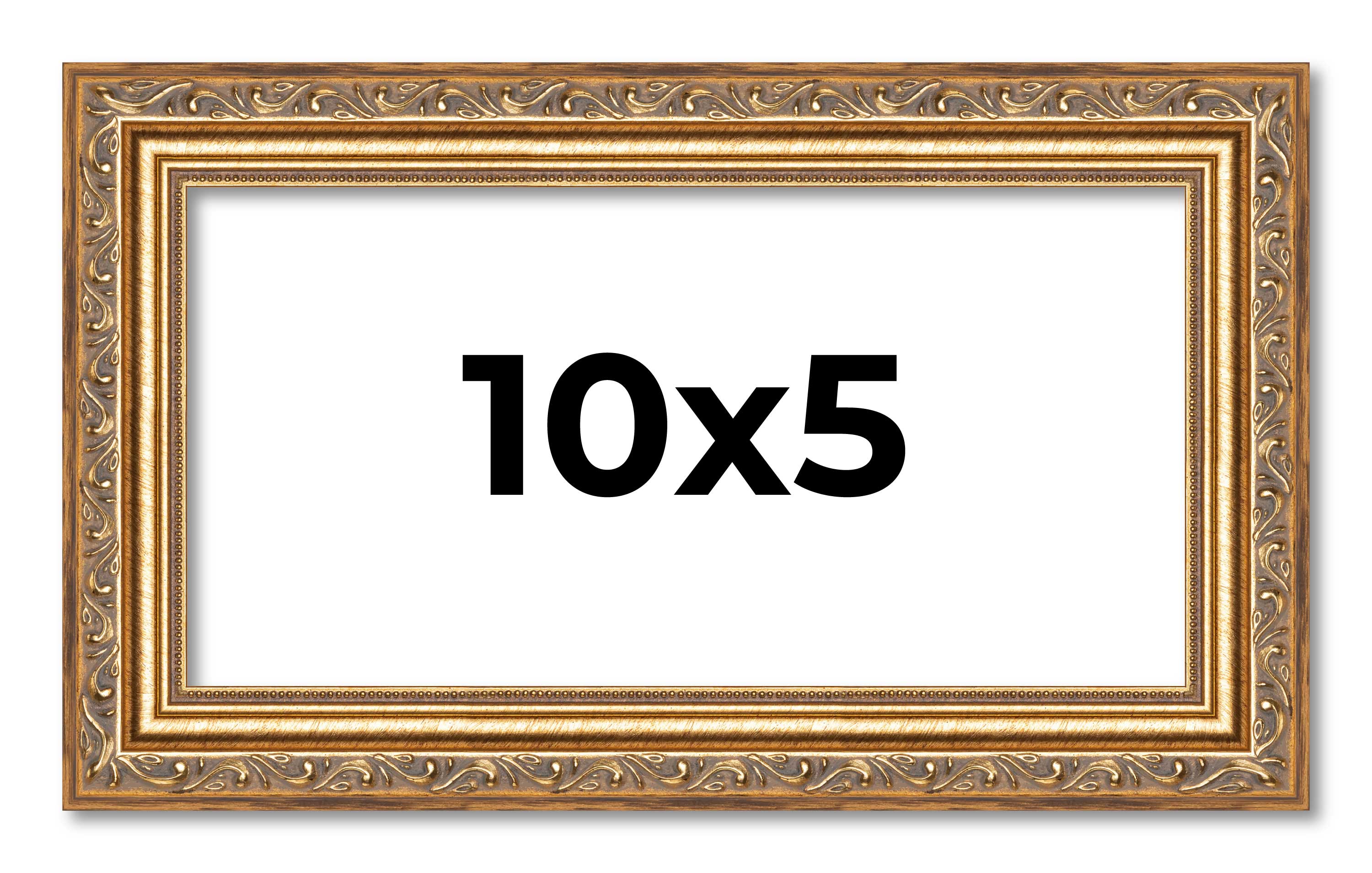 10×5 Frame Gold Solid Wood Picture Frame Width 1.25 Inches | Interior Frame Dept