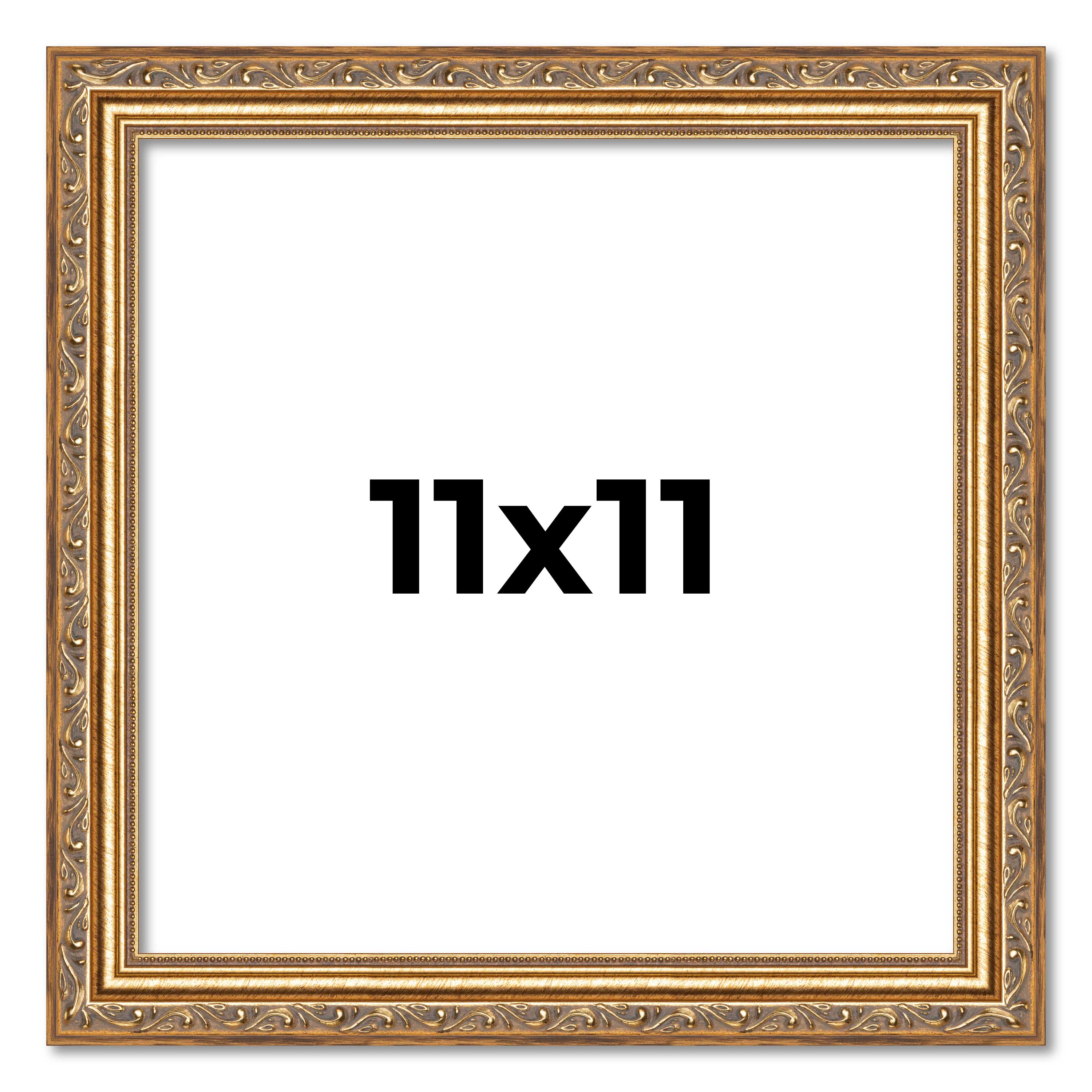 11x11 Frame Gold Solid Wood Picture Frame Width 1.25 Inches | Interior Frame Dep main product image