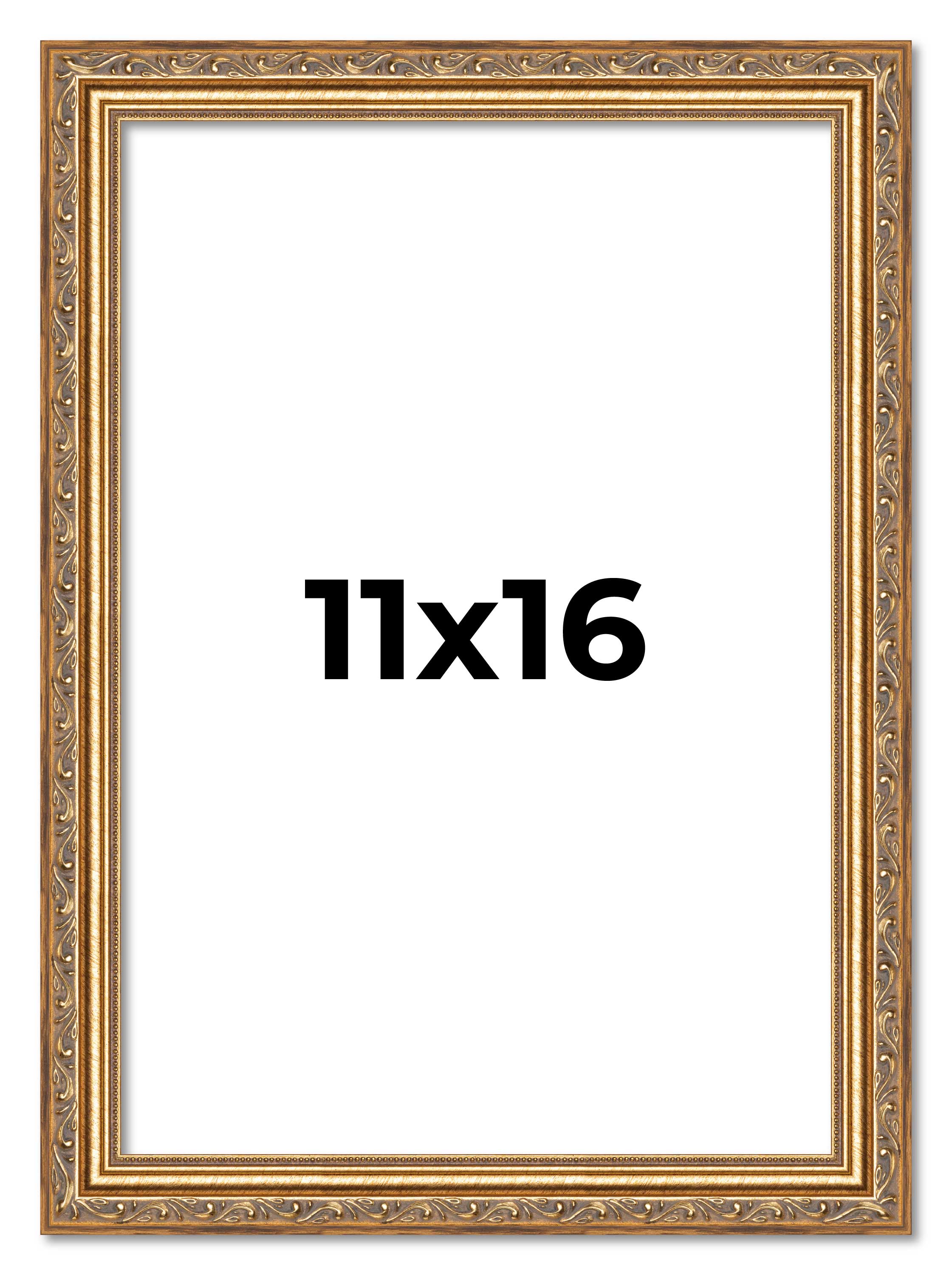 11×16 Frame Gold Solid Wood Picture Frame Width 1.25 Inches | Interior Frame Dep