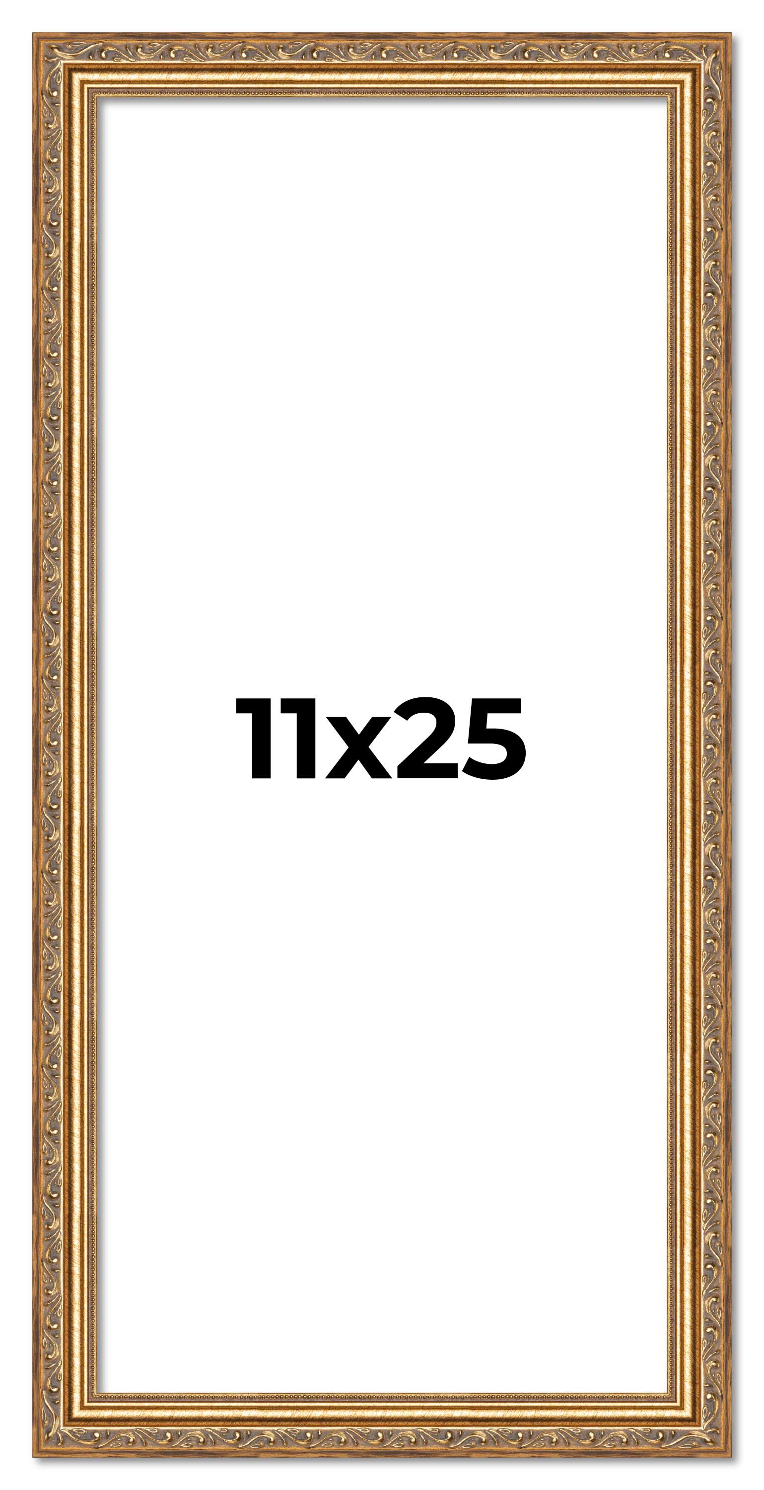 11×25 Frame Gold Solid Wood Picture Frame Width 1.25 Inches | Interior Frame Dep