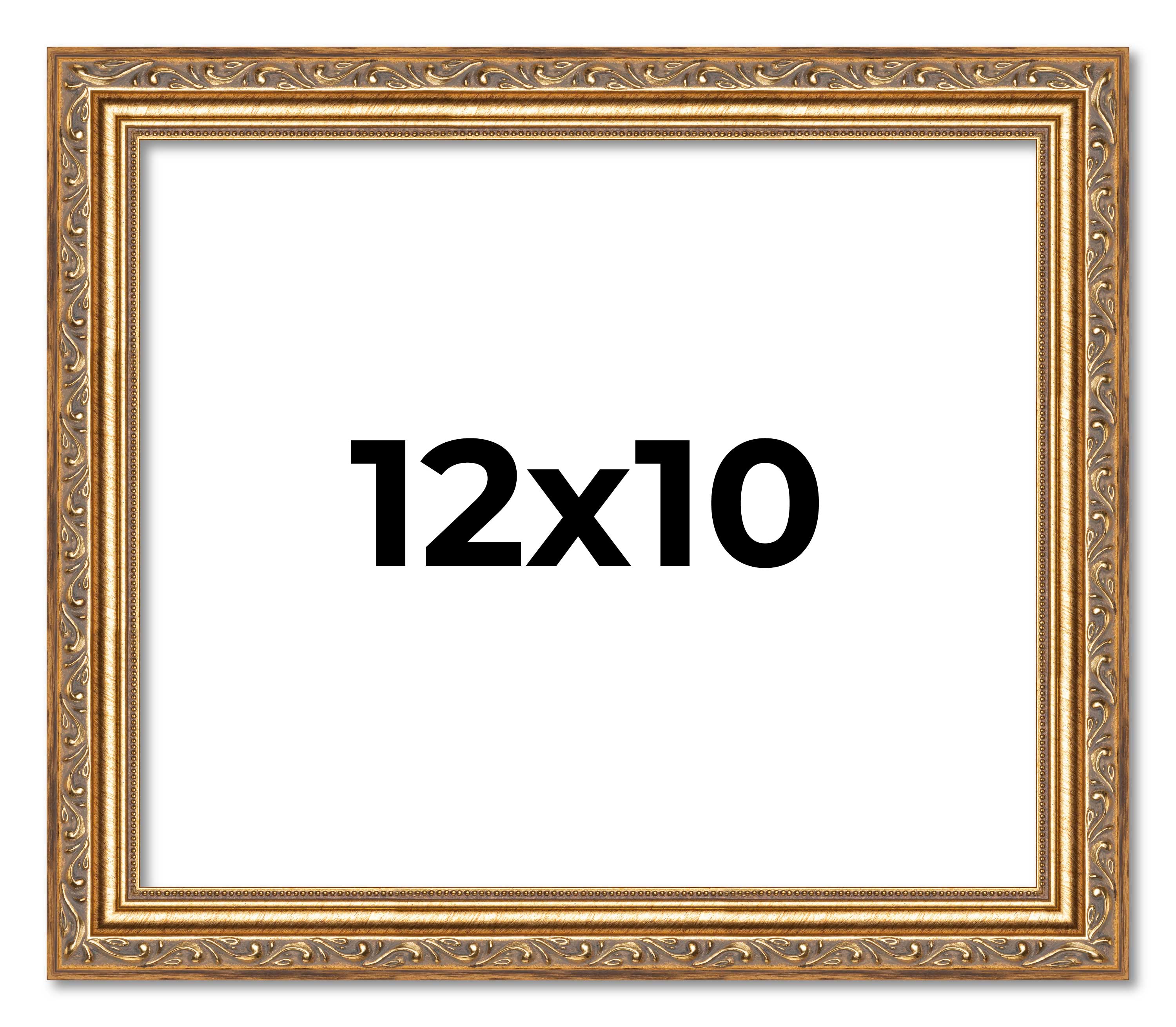 12×10 Frame Gold Solid Wood Picture Frame Width 1.25 Inches | Interior Frame Dep