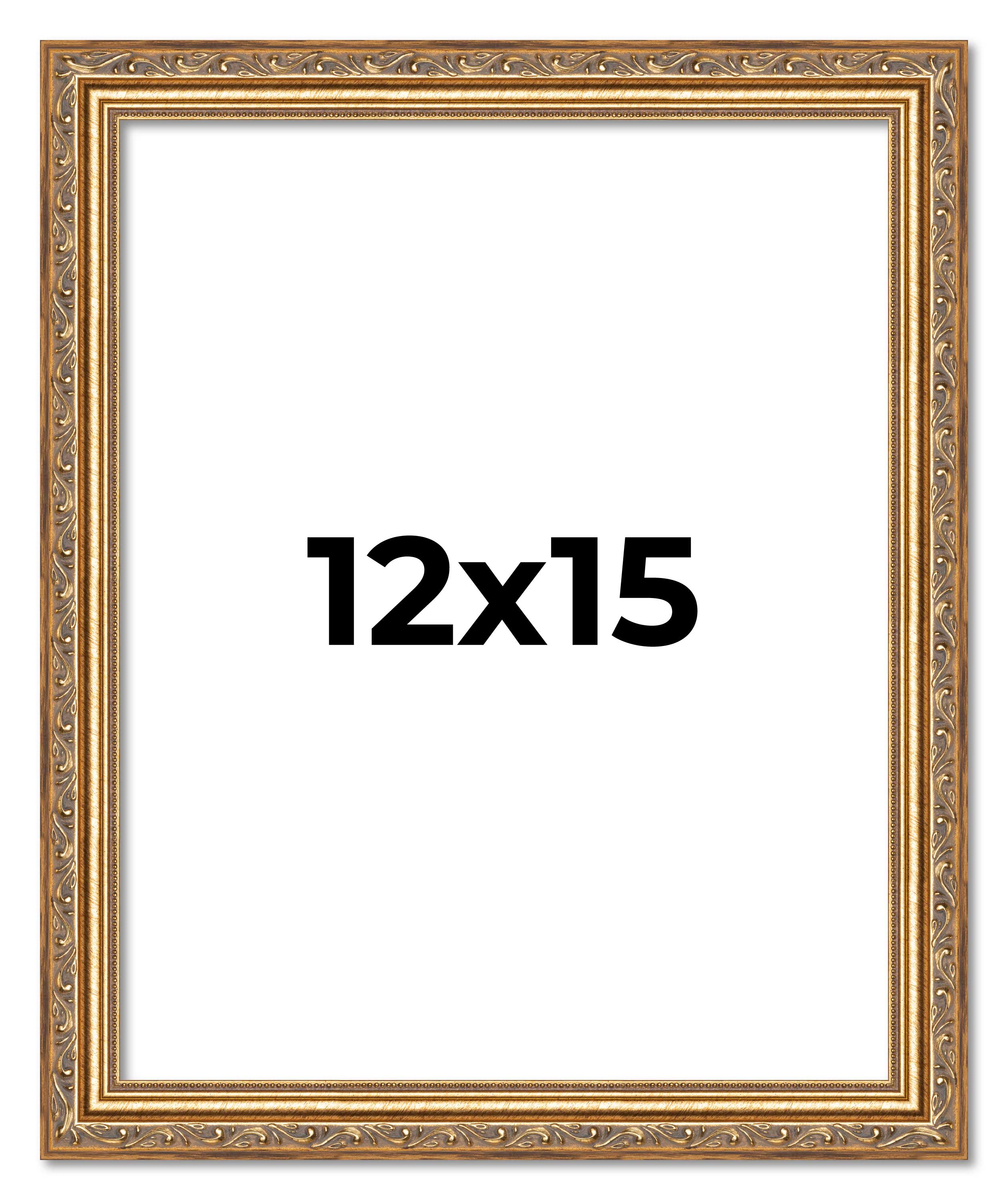 12×15 Frame Gold Solid Wood Picture Frame Width 1.25 Inches | Interior Frame Dep