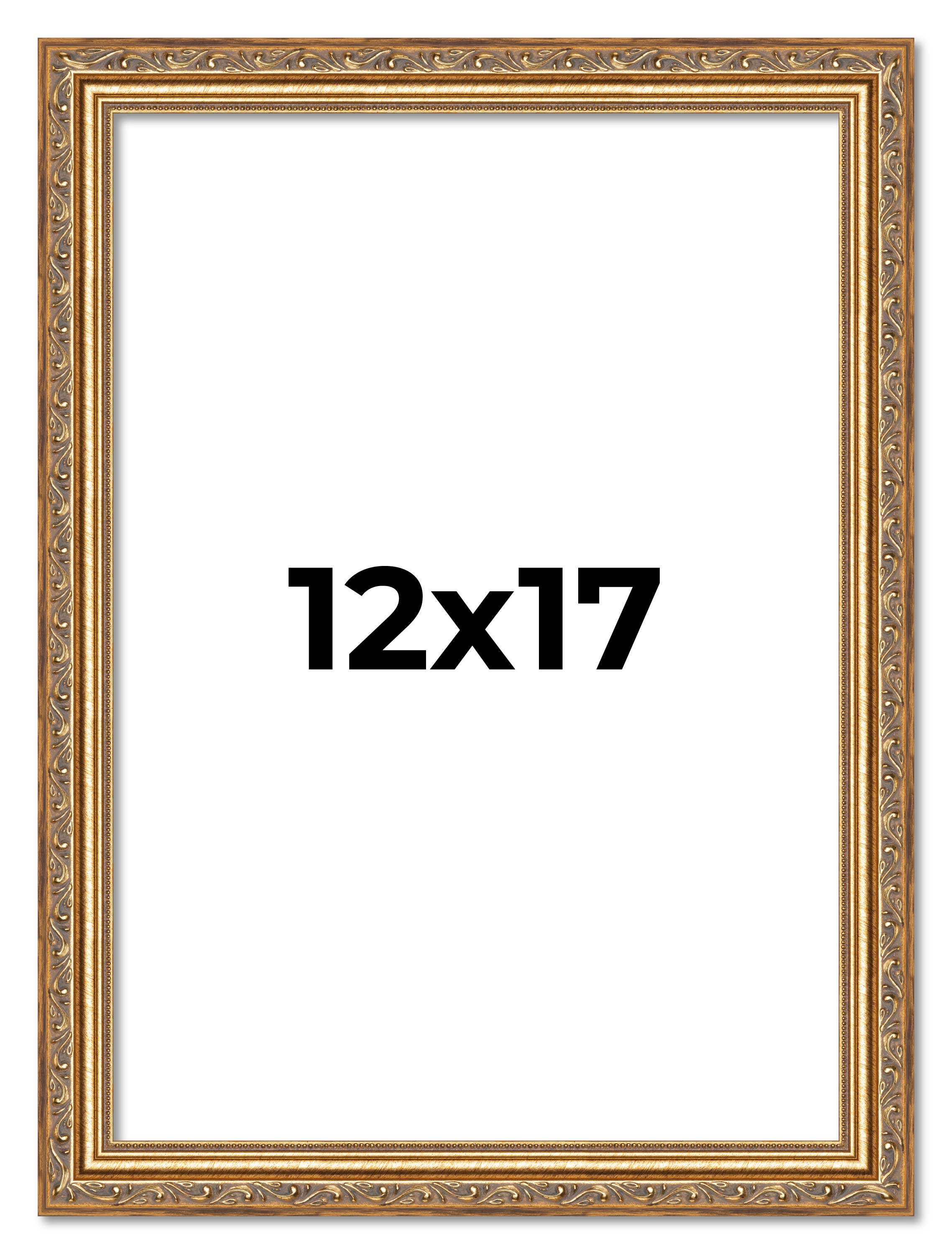 12x17 Frame Gold Solid Wood Picture Frame Width 1.25 Inches | Interior Frame Dep