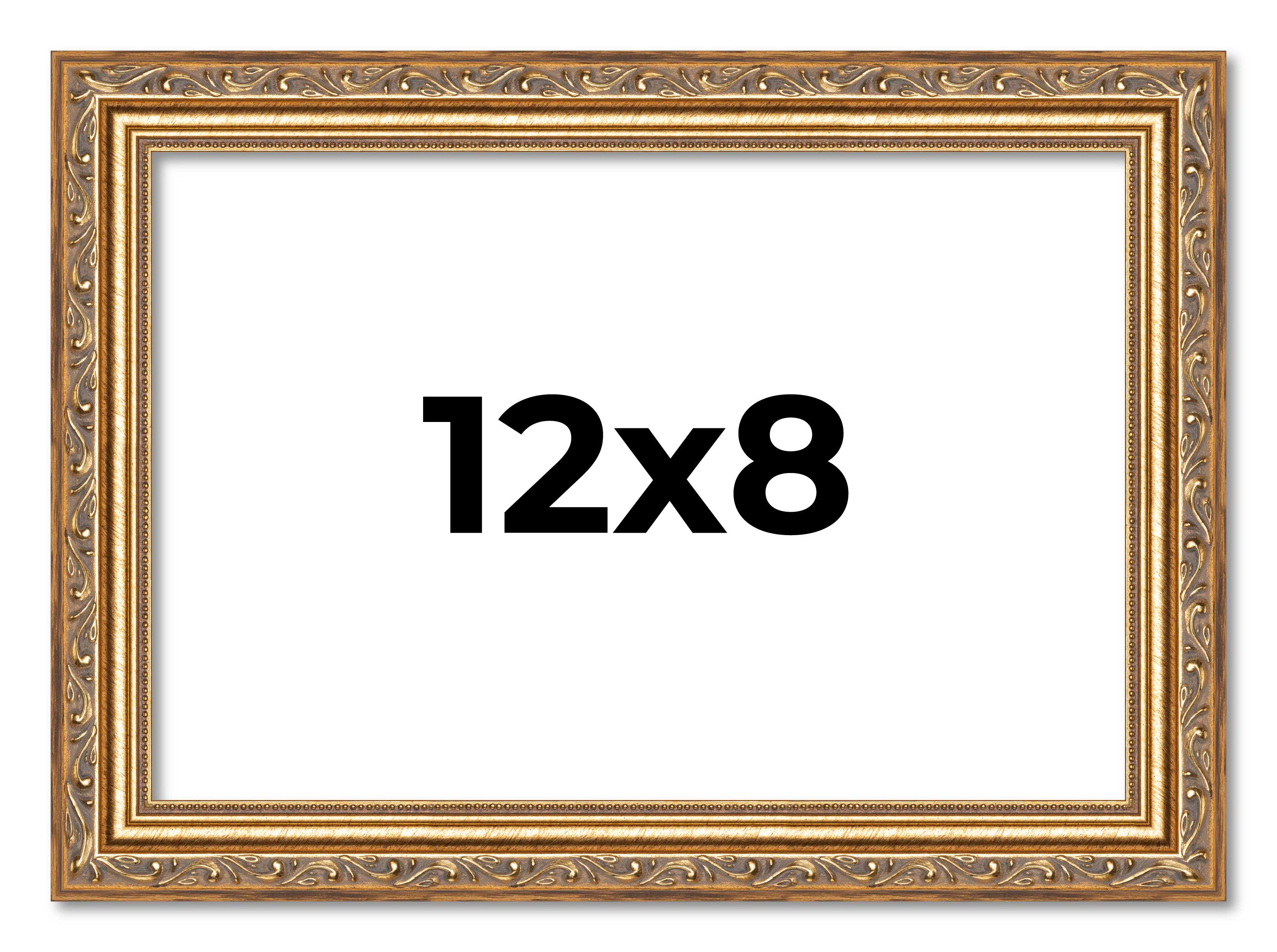 12x8 Frame Gold Solid Wood Picture Frame Width 1.25 Inches | Interior Frame Dept main product image