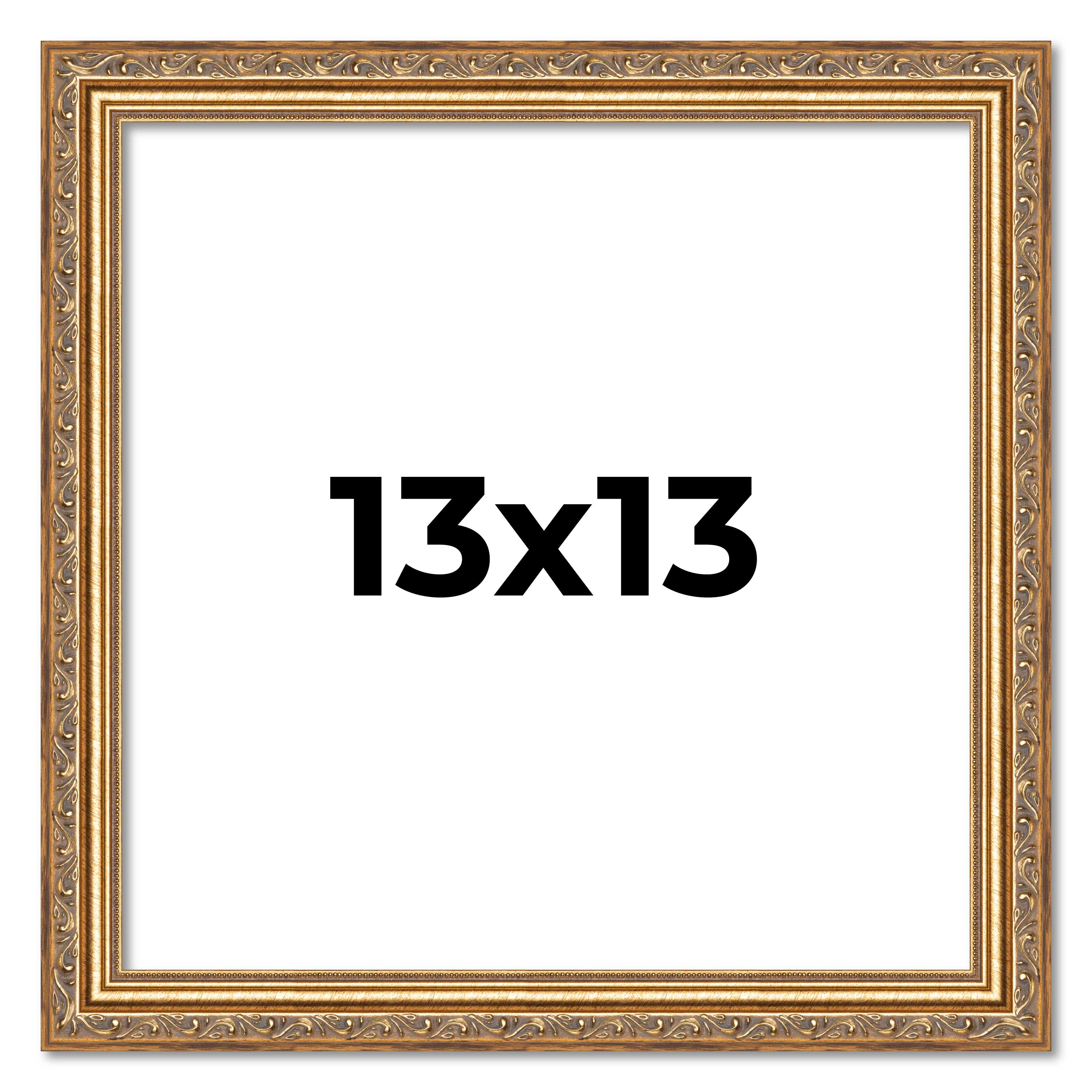 13x13 Frame Gold Solid Wood Picture Frame Width 1.25 Inches | Interior Frame Dep main product image