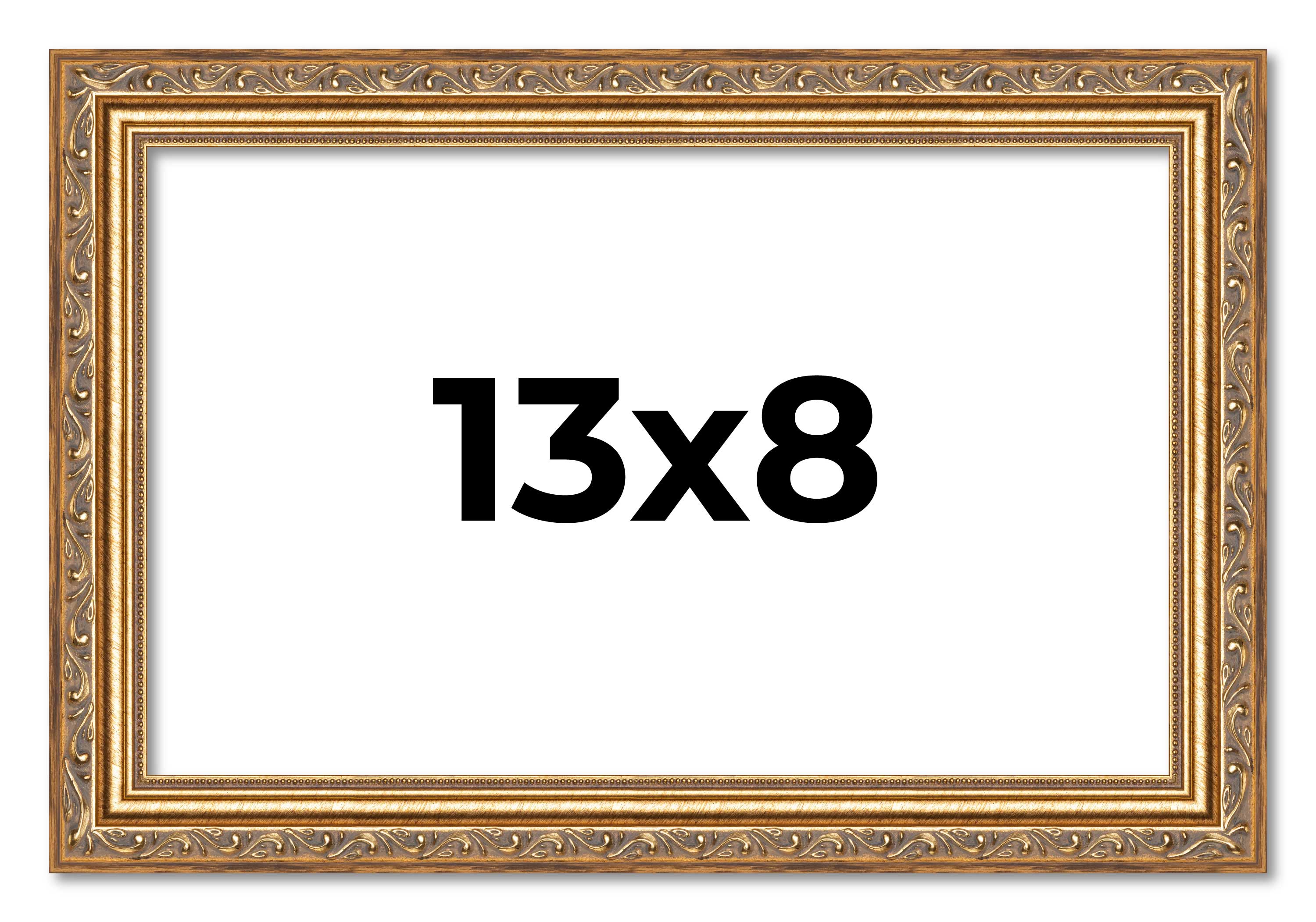 13x8 Frame Gold Solid Wood Picture Frame Width 1.25 Inches, Interior ...