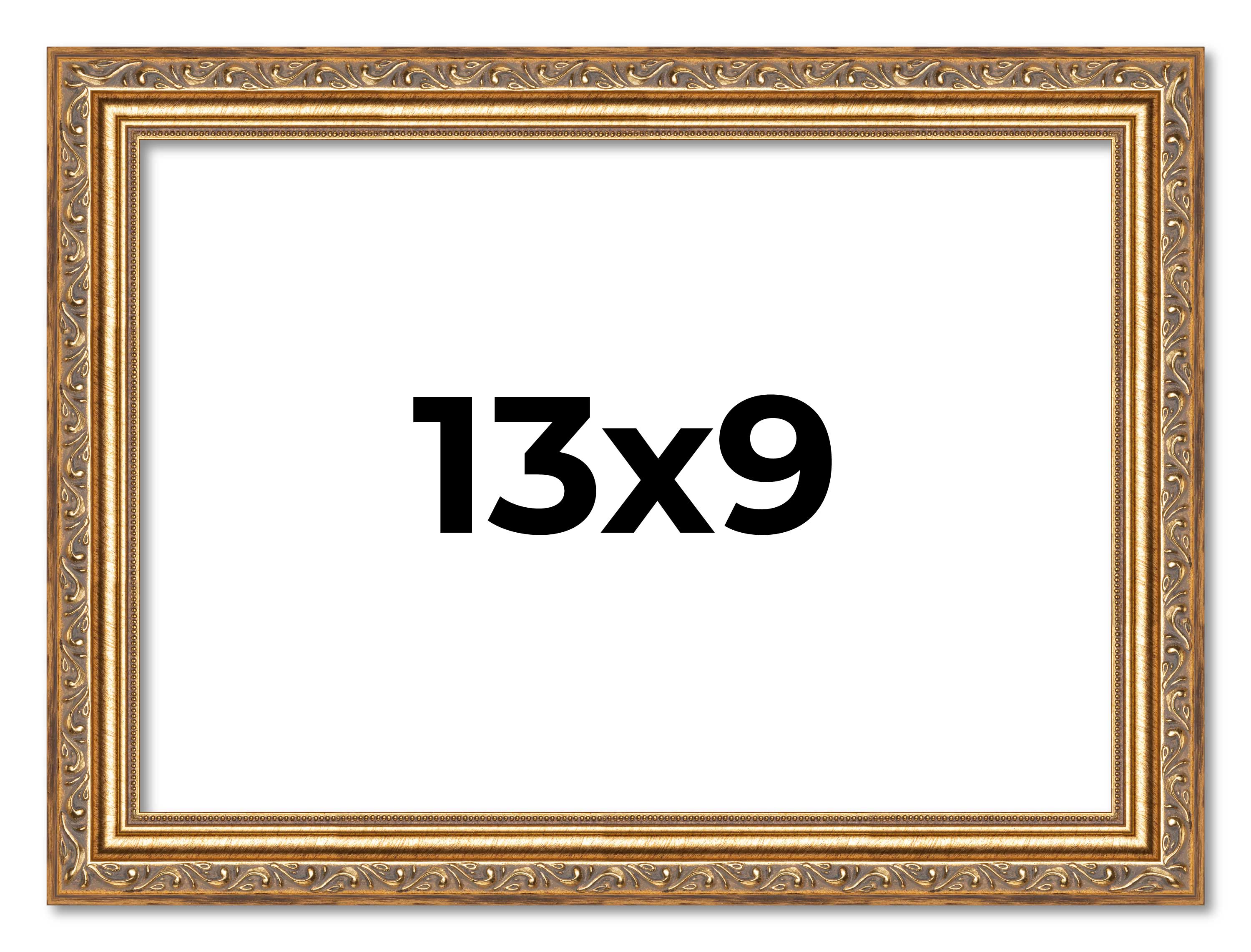 13x9 Frame Gold Solid Wood Picture Frame Width 1.25 Inches | Interior Frame Dept main product image