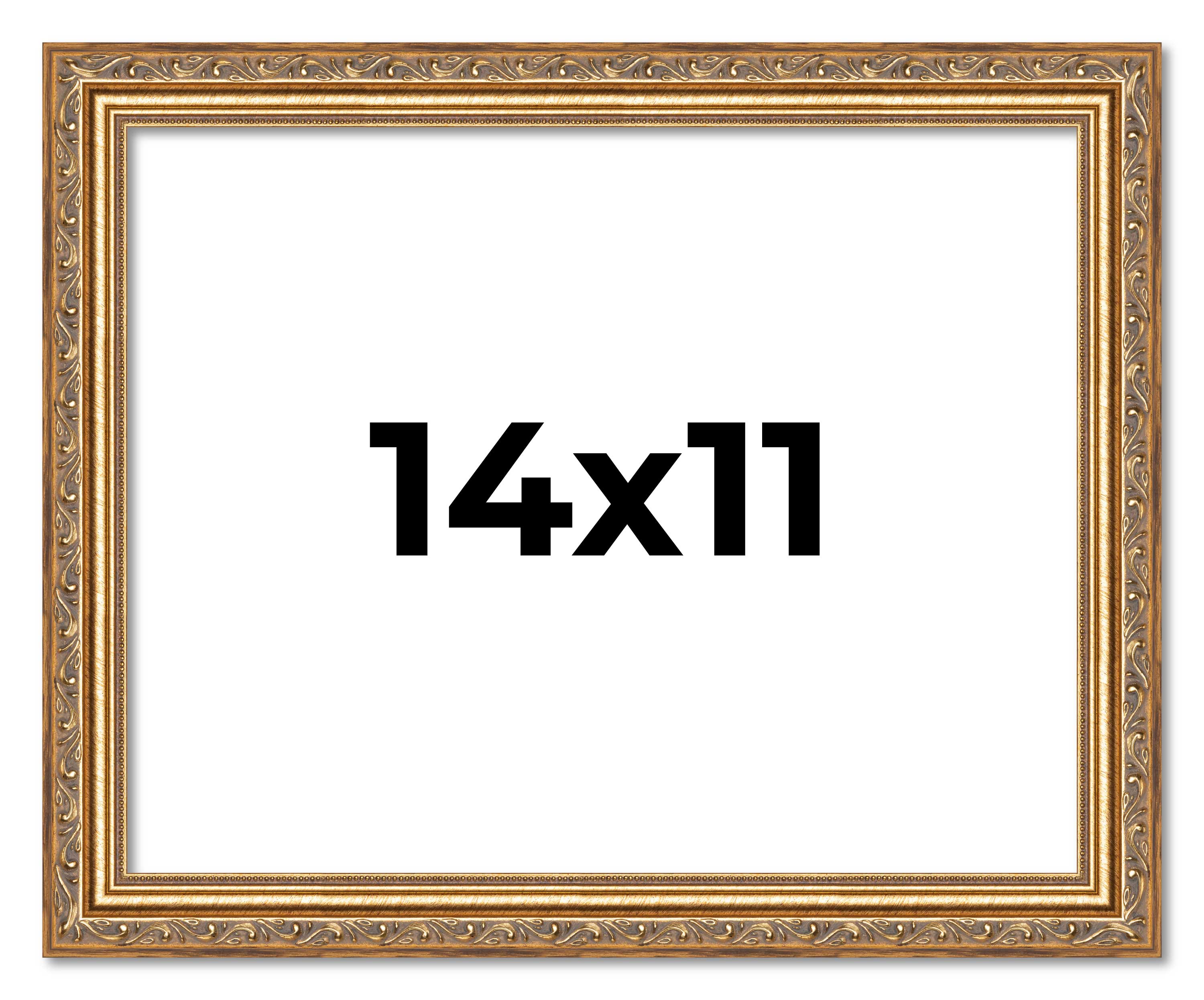 14x11 Frame Gold Solid Wood Picture Frame Width 1.25 Inches | Interior Frame Dep main product image