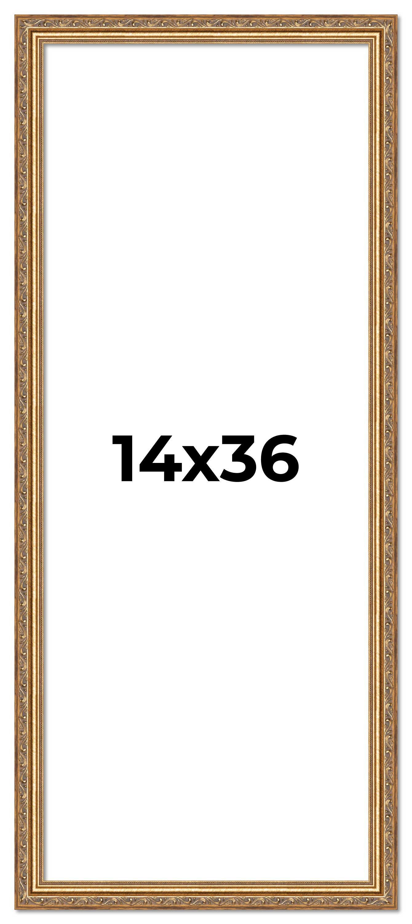 14x36 Frame Gold Solid Wood Picture Frame Width 1.25 Inches | Interior Frame Dep main product image