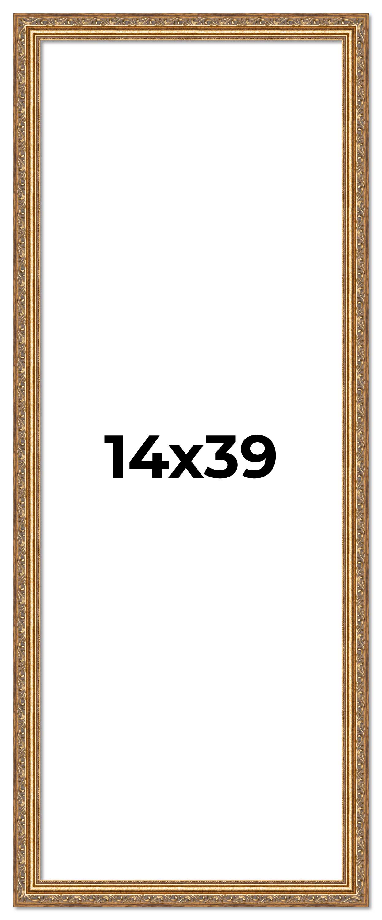 14×39 Frame Gold Solid Wood Picture Frame Width 1.25 Inches | Interior Frame Dep