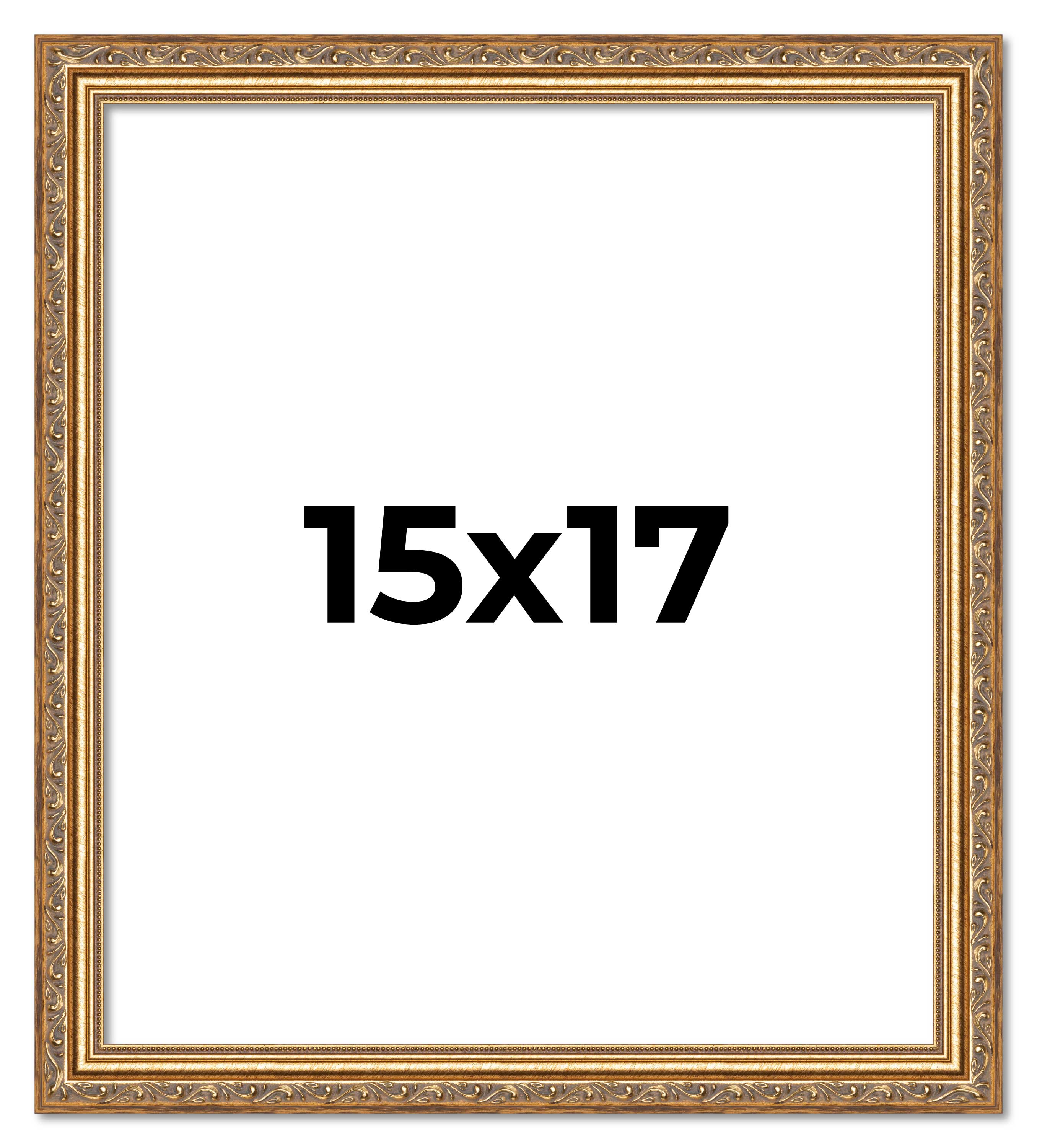 15x17 Frame Gold Solid Wood Picture Frame Width 1.25 Inches | Interior Frame Dep main product image