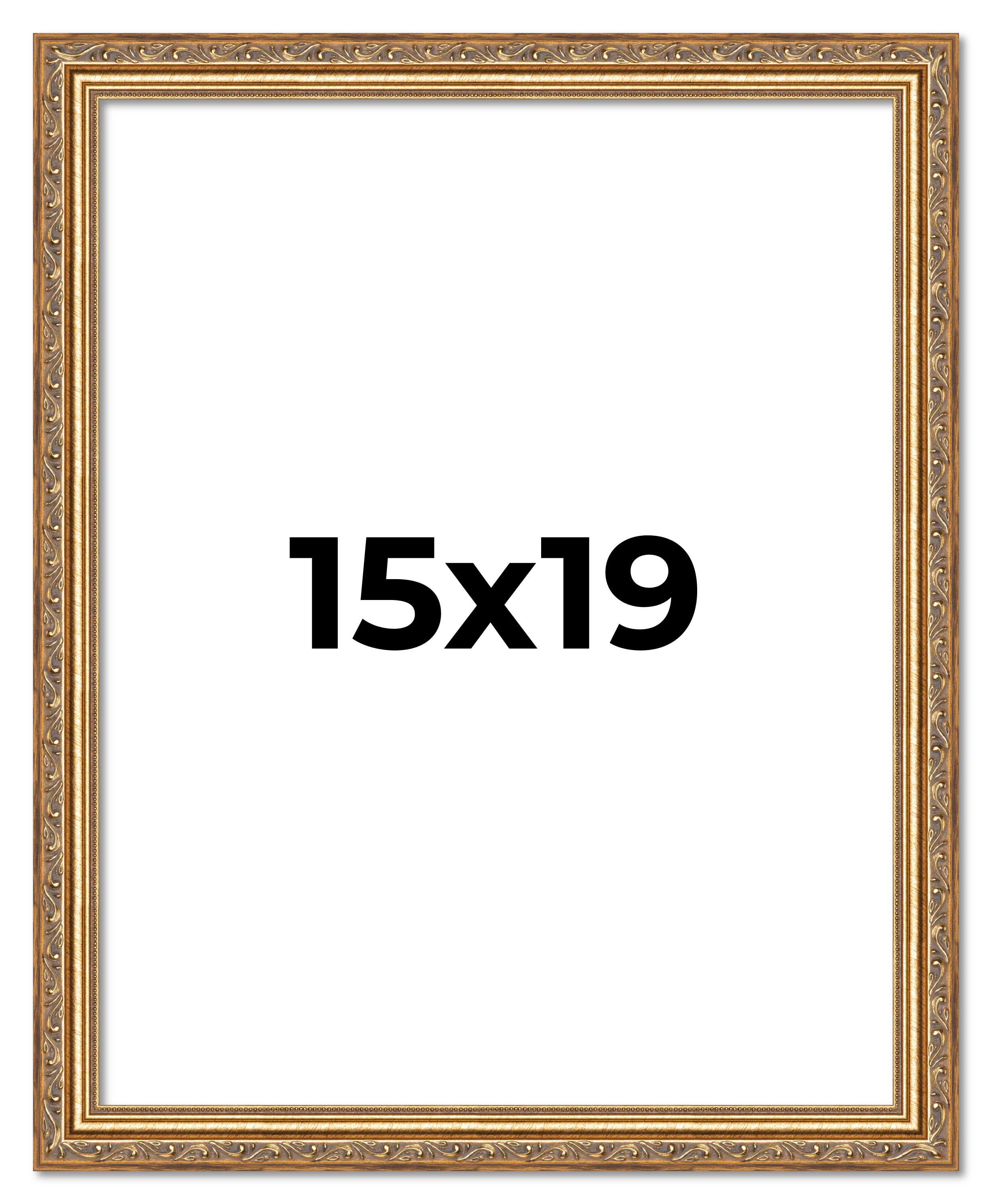 15x19 Frame Gold Solid Wood Picture Frame Width 1.25 Inches | Interior Frame Dep main product image