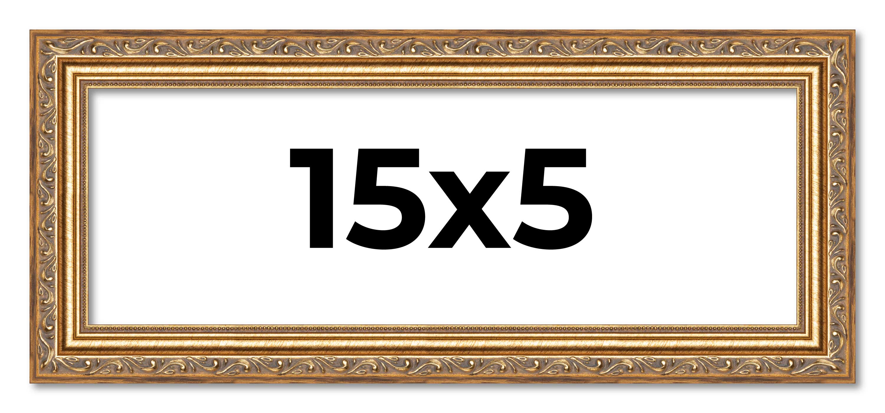 15×5 Frame Gold Solid Wood Picture Frame Width 1.25 Inches | Interior Frame Dept