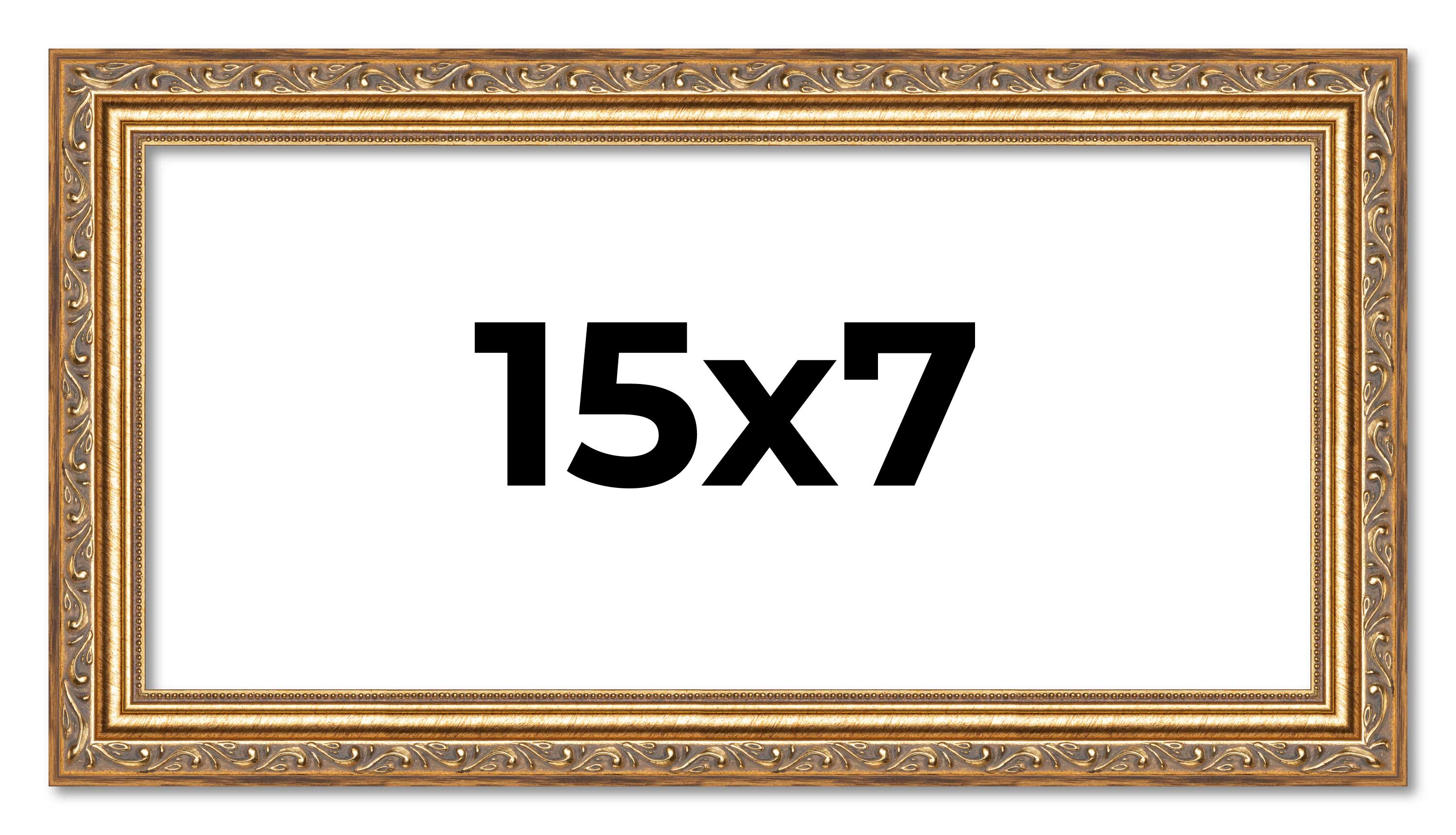 15×7 Frame Gold Solid Wood Picture Frame Width 1.25 Inches | Interior Frame Dept