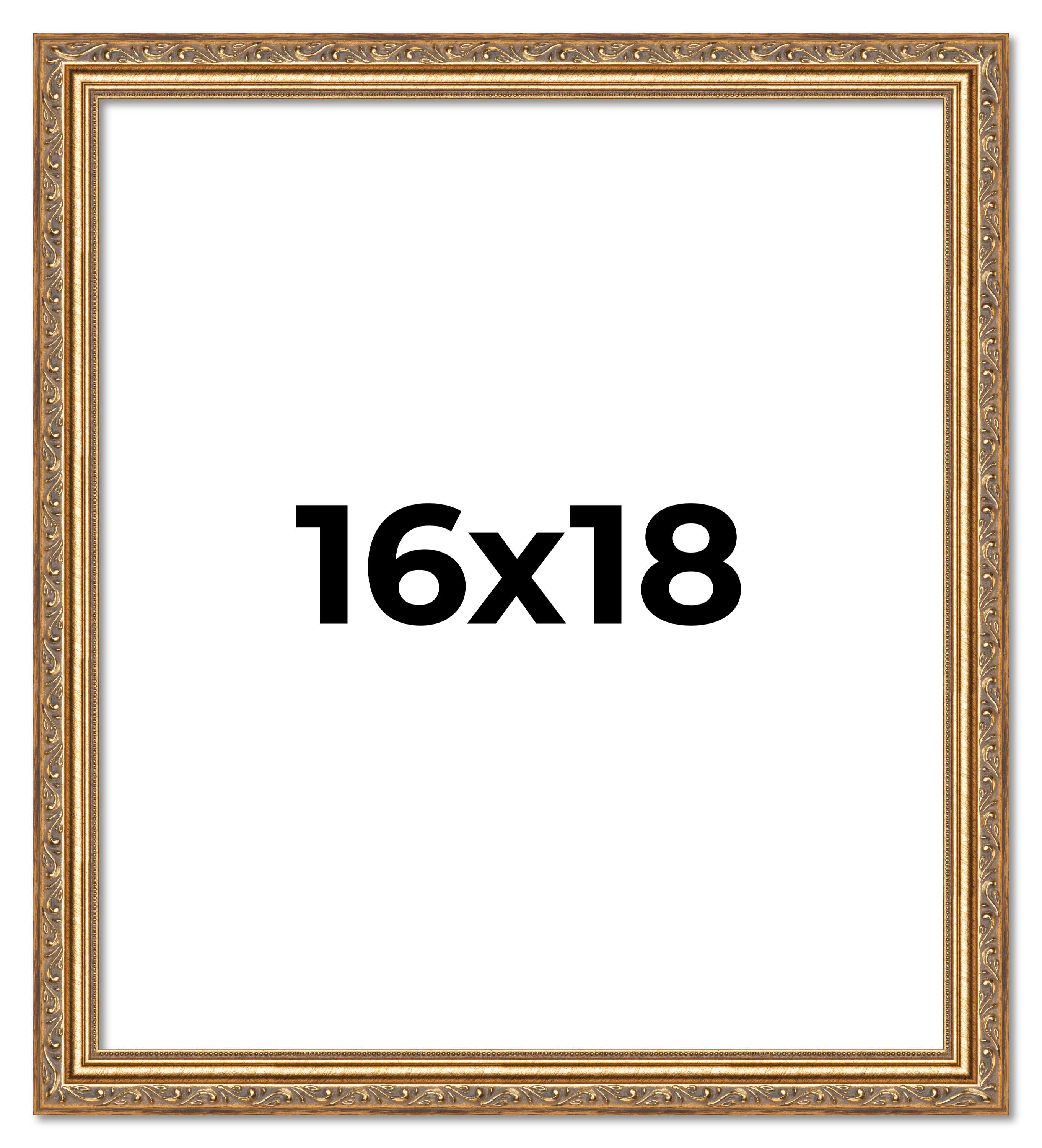 16x18 Frame Gold Solid Wood Picture Frame Width 1.25 Inches | Interior Frame Dep main product image