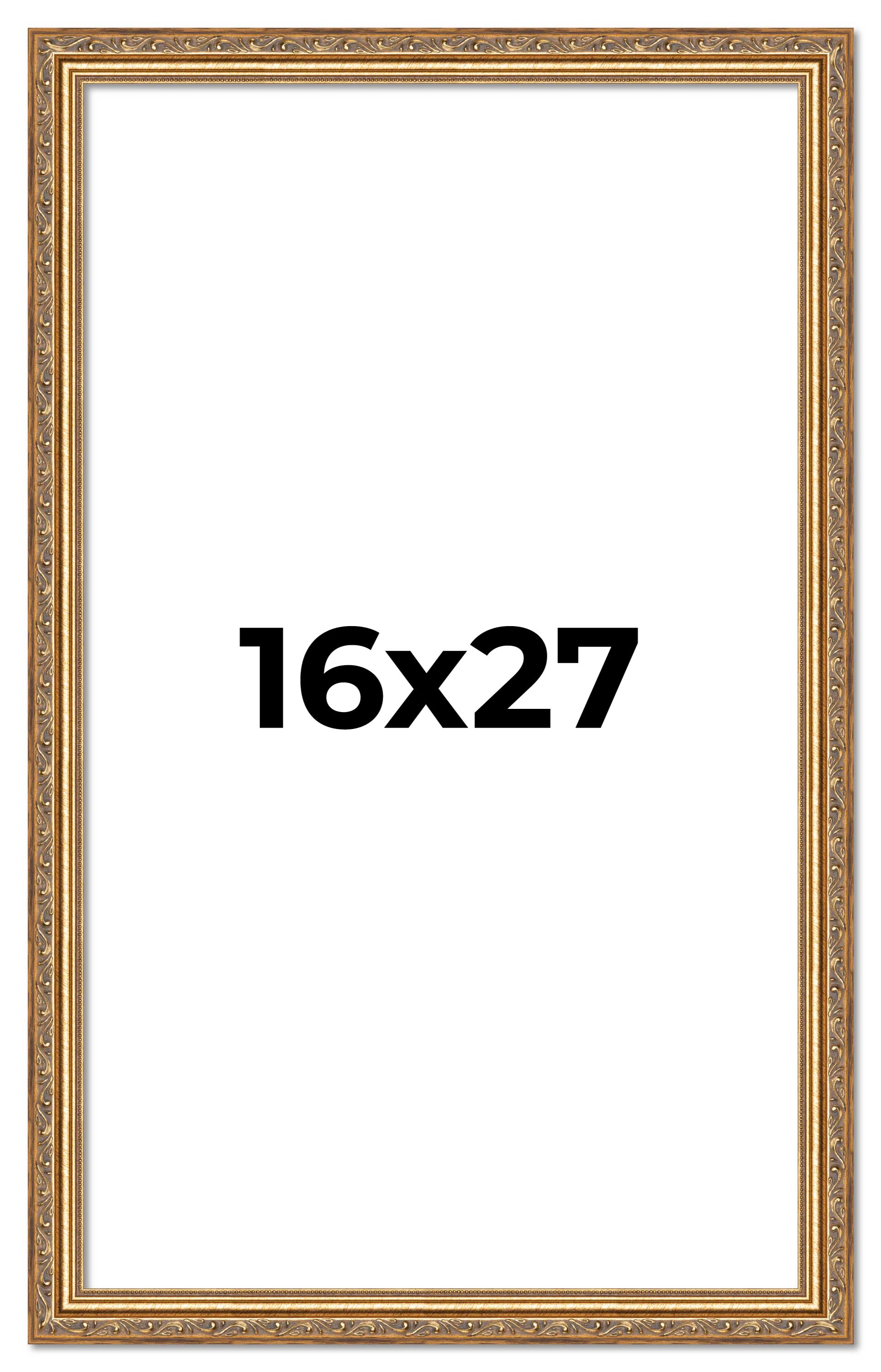 16x27 Frame Gold Solid Wood Picture Frame Width 1.25 Inches | Interior Frame Dep main product image